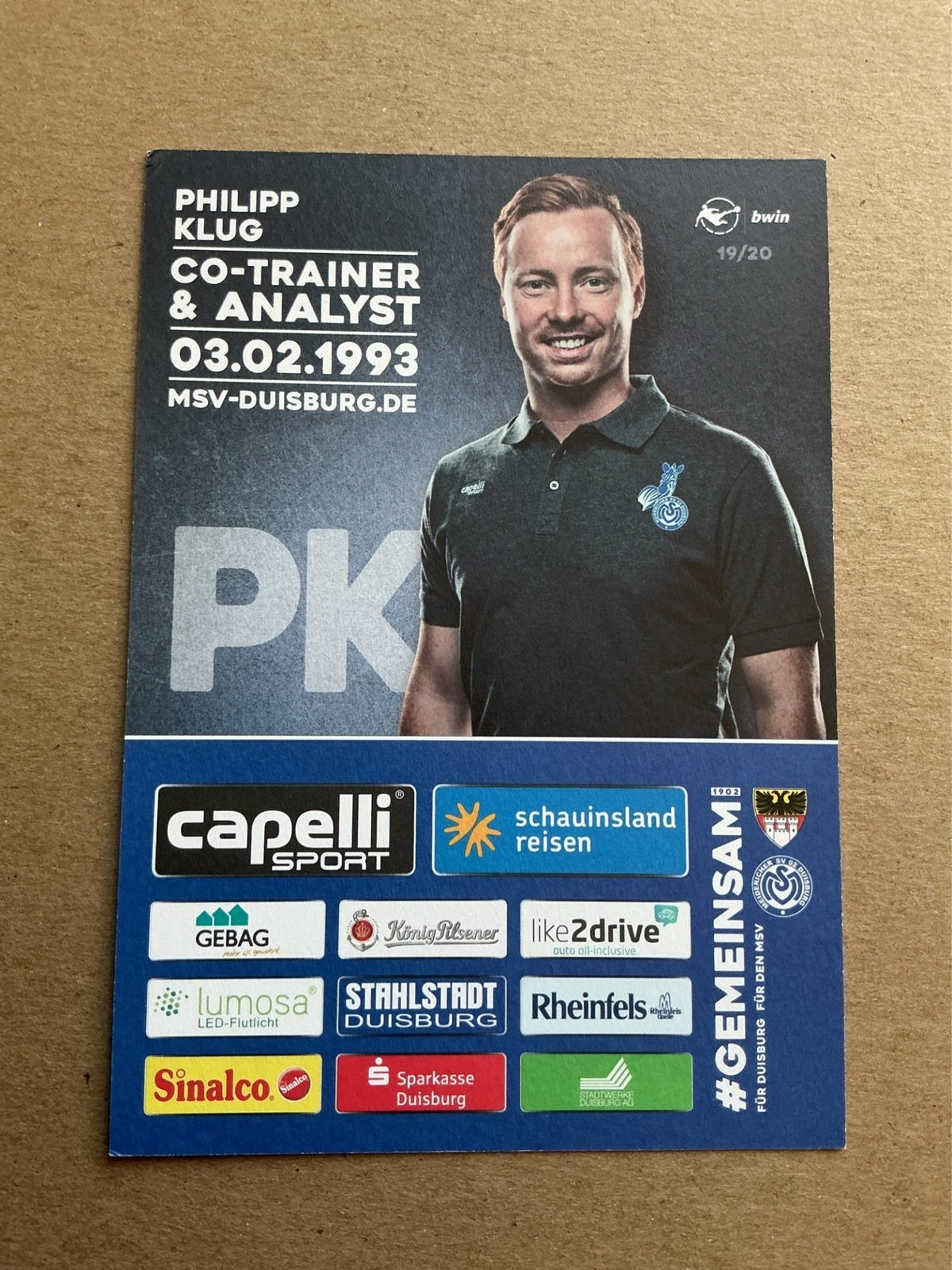Philipp Klug, Germany 🇩🇪 MSV Duisburg 2019/20 hand signed - Autographs-World