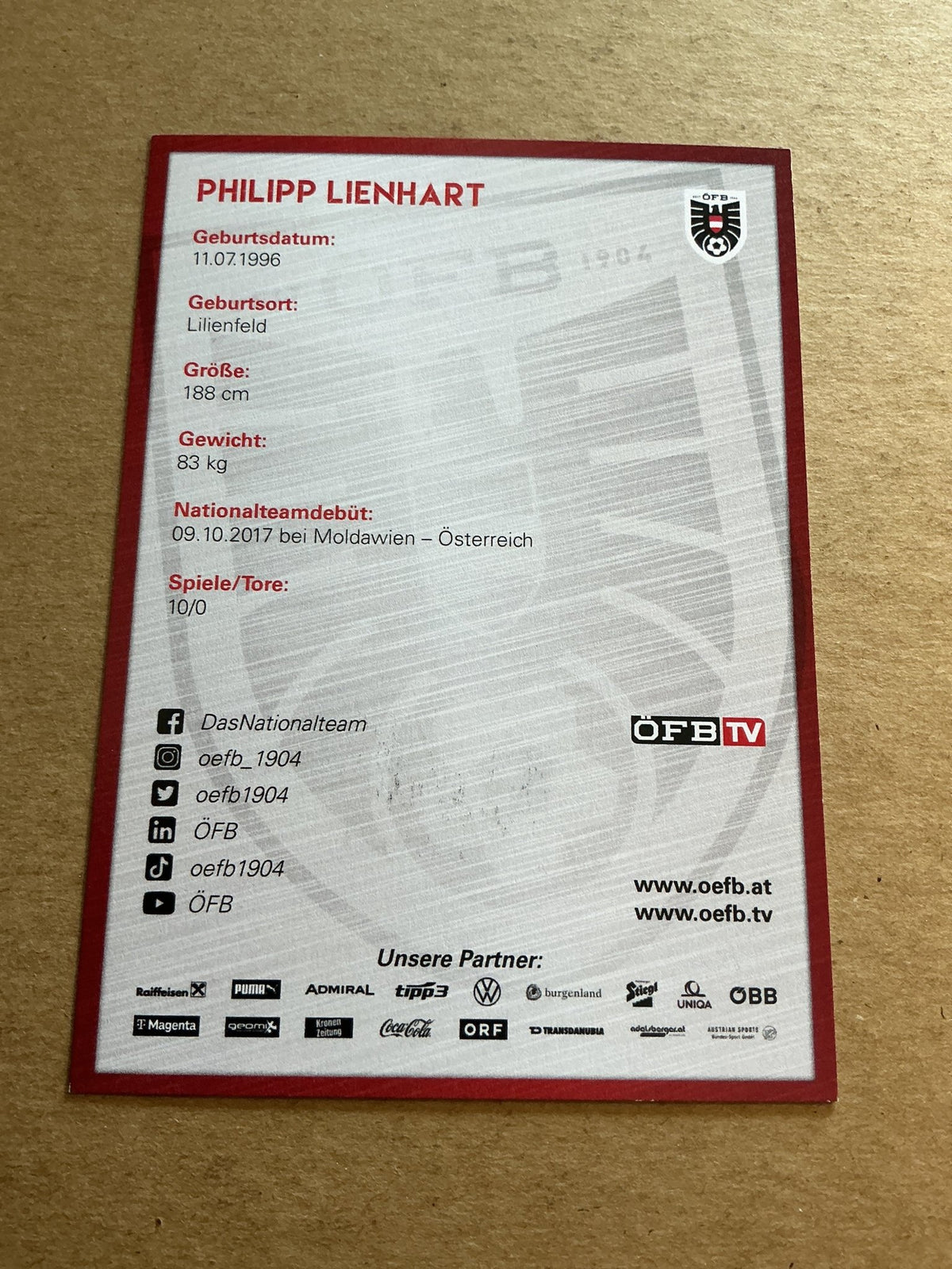 Philipp Lienhart, Austria 🇦🇹 2023 hand signed - Autographs-World