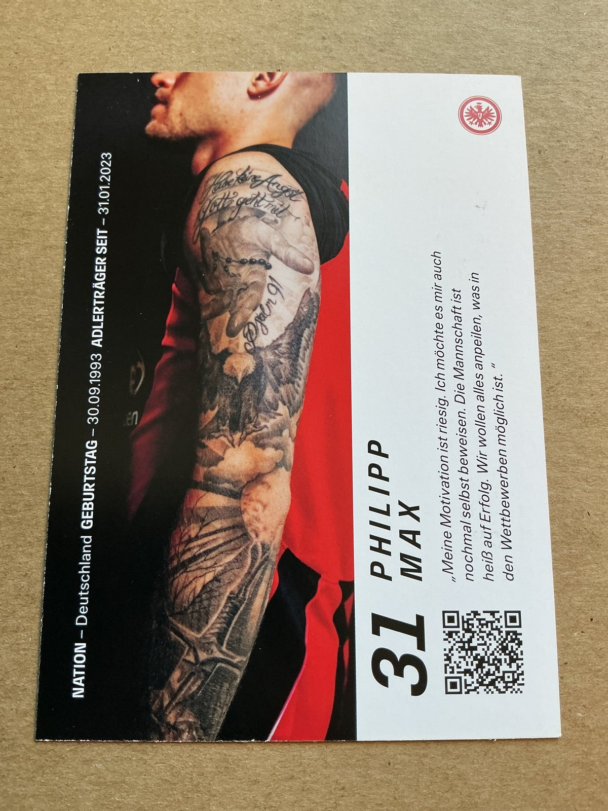 Philipp Max, Germany 🇩🇪 Eintracht Frankfurt 2023/24 hand signed - Autographs-World