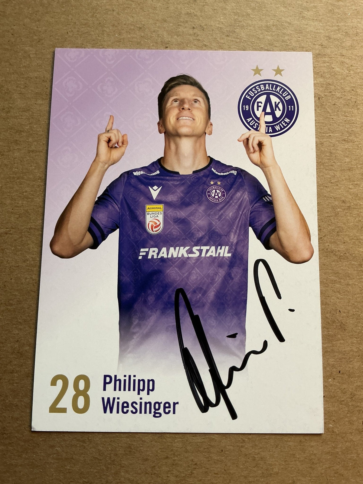 Philipp Wiesinger, Austria 🇦🇹 Austria Wien 2024/25 hand signed - Autographs-World
