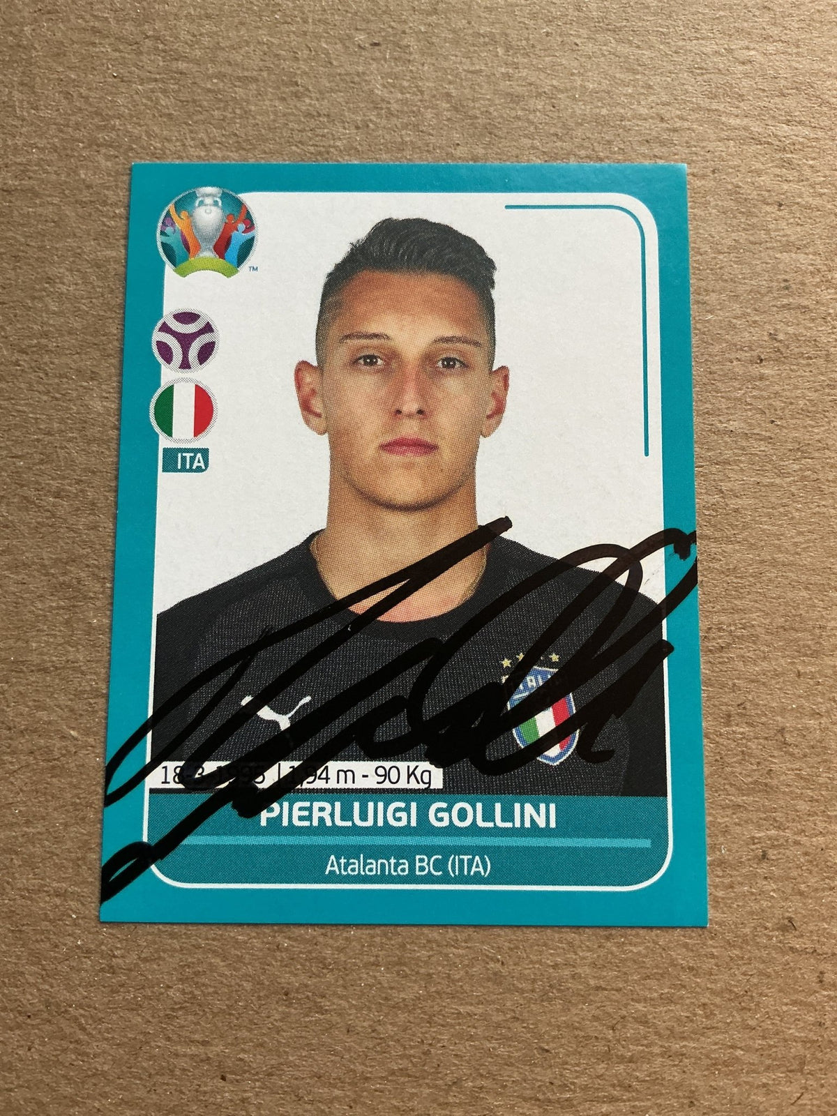 Pierluigi Gollini, Italy 🇮🇹 UEFA Euro 2020 Panini hand signed - Autographs-World