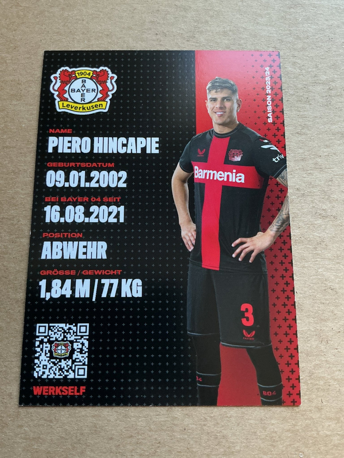 Piero Hincapie, Ecuador 🇪🇨 Bayer 04 Leverkusen 2023/24 hand signed - Autographs-World