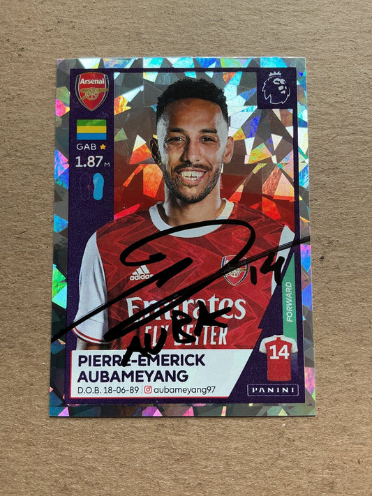 Pierre-Emerick Aubameyang, Gabon 🇬🇦 Arsenal FC 2021 Panini hand signed - Autographs-World