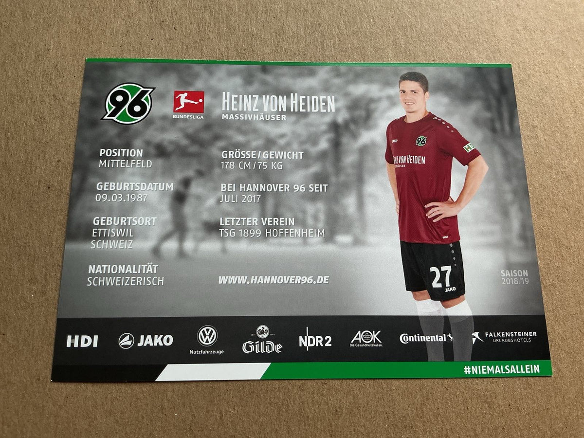 Pirmin Schwegler, Switzerland 🇨🇭 Hannover 96 2018/19 hand signed - Autographs-World