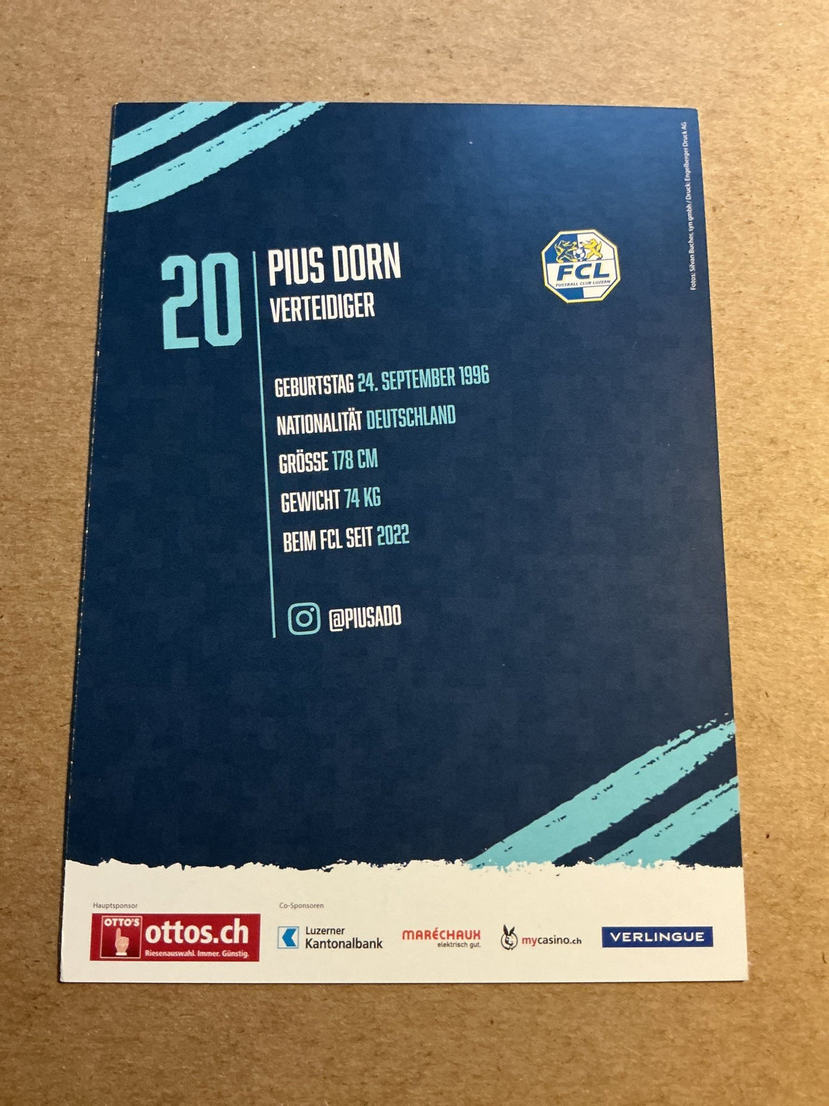 Pius Dorn, Germany 🇩🇪 FC Luzern 2022/23 hand signed - Autographs-World