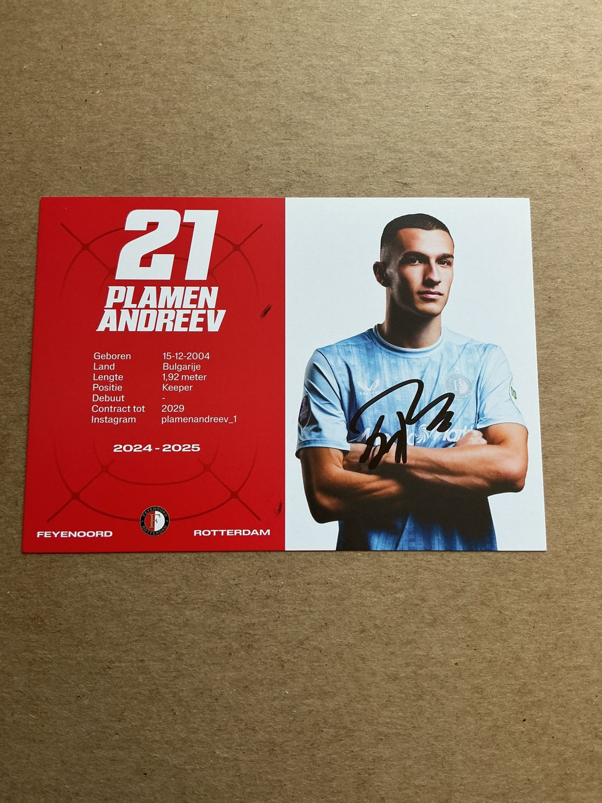 Plamen Andreev, Bulgaria 🇧🇬 Feyenoord Rotterdam 2024/25 hand signed - Autographs-World