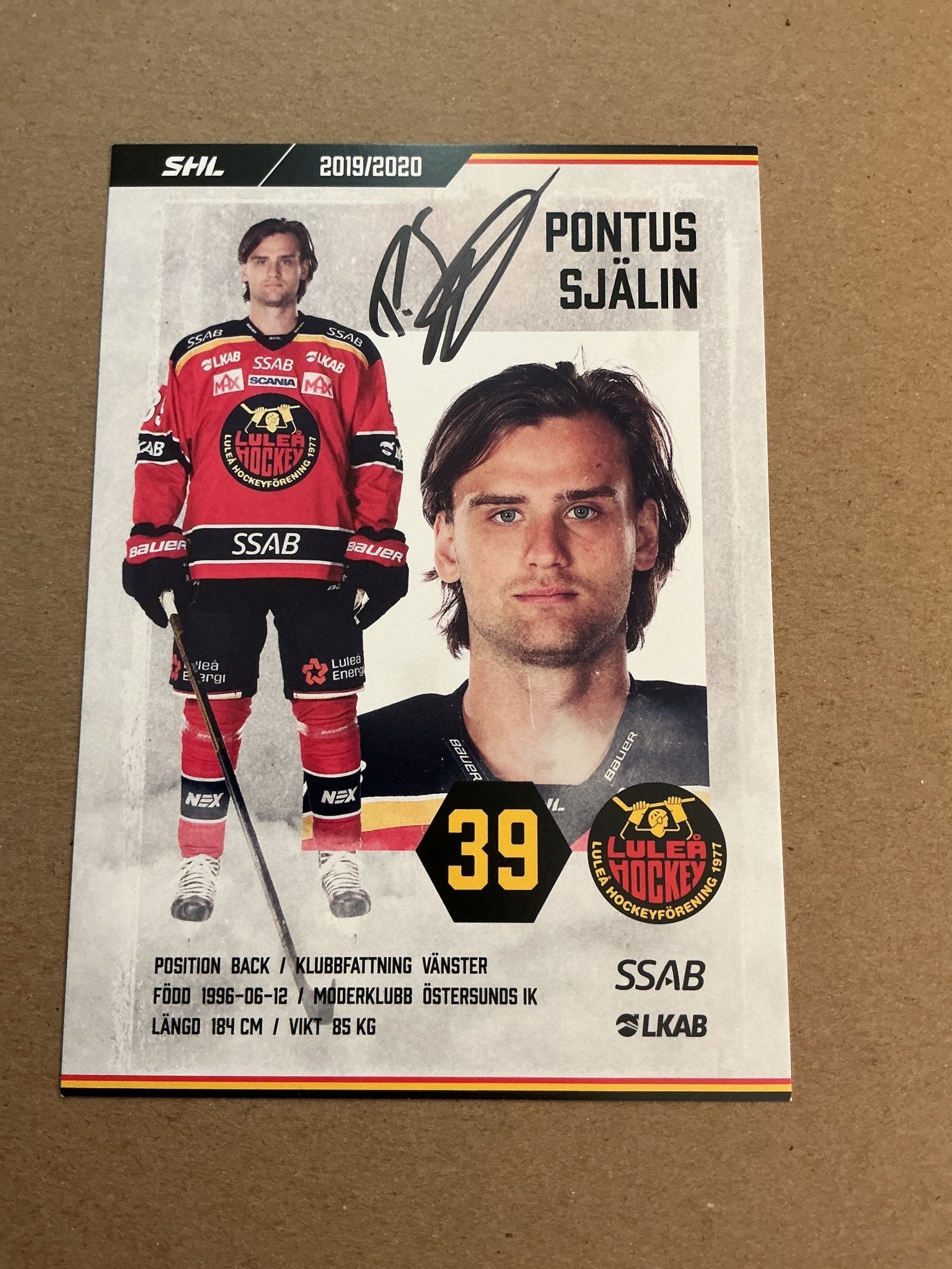 Pontus Själin, Sweden 🇸🇪 Luleå Hockey 2019/20 hand signed - Autographs-World