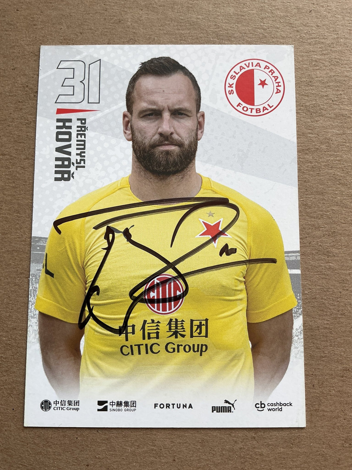 Přemysl Kovář, Czech Republic 🇨🇿 SK Slavia Prague 2019/20 hand signed - Autographs-World