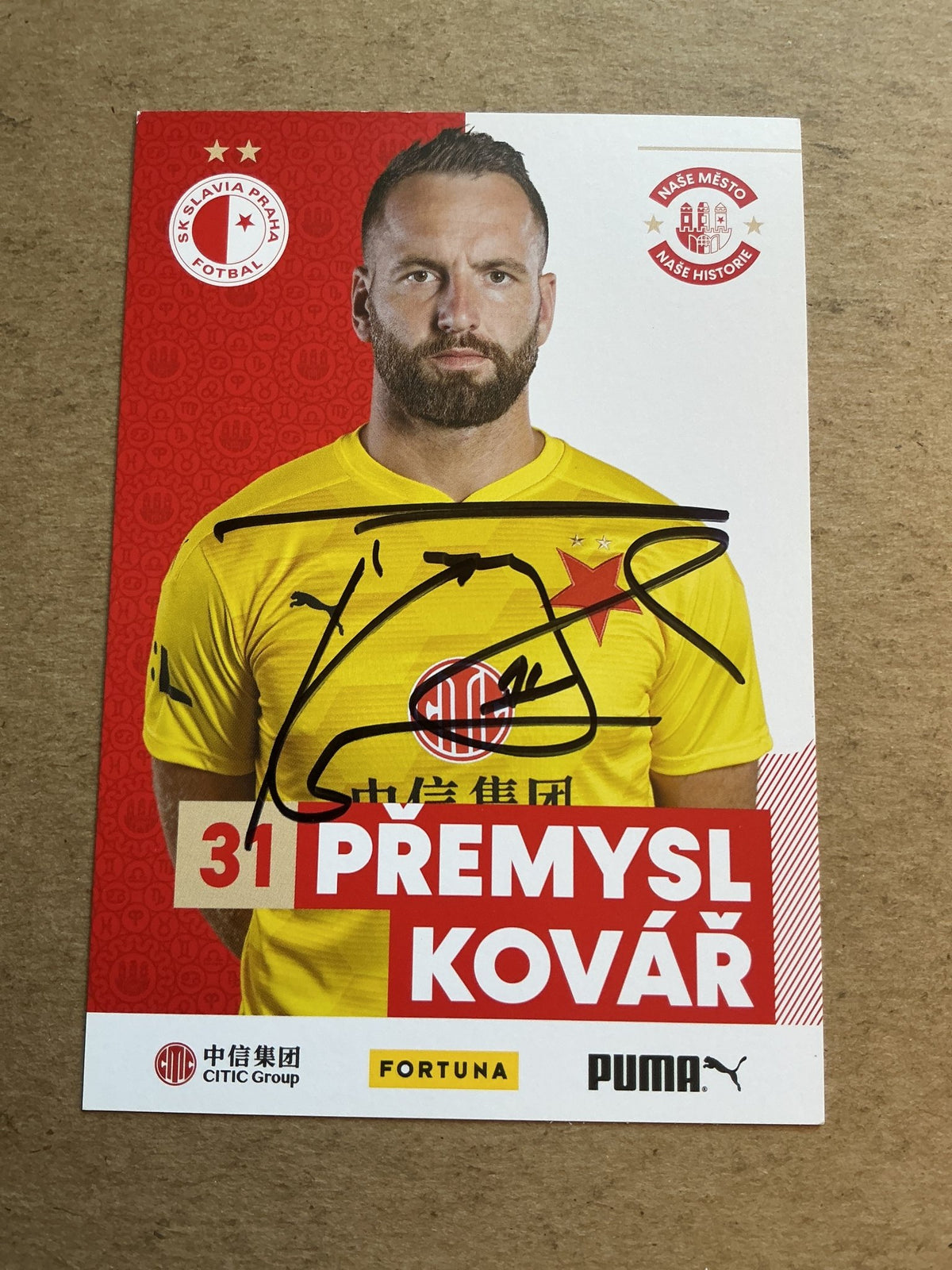 Přemysl Kovář, Czech Republic 🇨🇿 SK Slavia Prague 2020/21 hand signed - Autographs-World