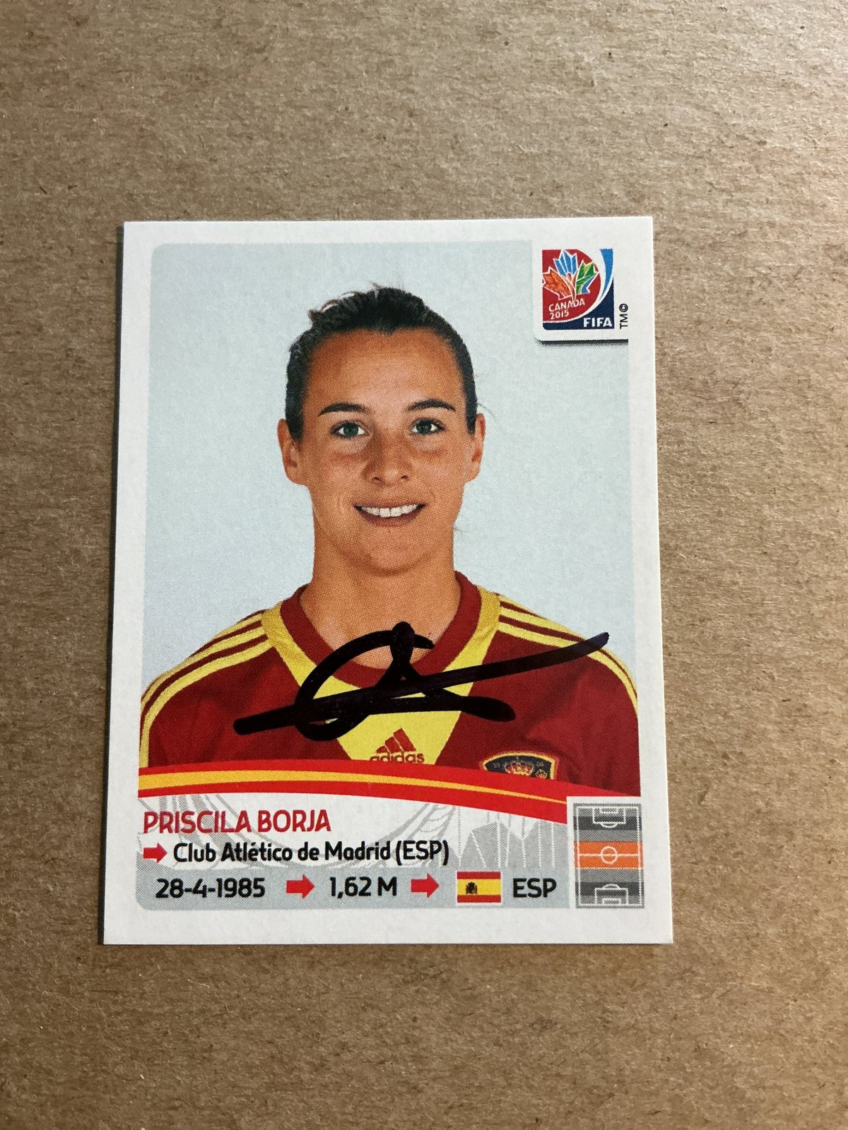 Priscila Borja, Spain 🇪🇸 FIFA Women’s World Cup 2015 Panini hand signed - Autographs-World