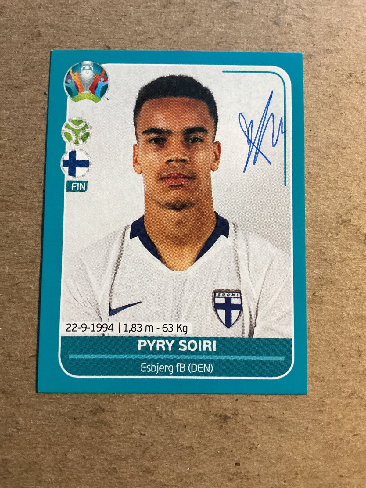 Pyry Soiri, Finland 🇫🇮 UEFA Euro 2020 Panini hand signed - Autographs-World