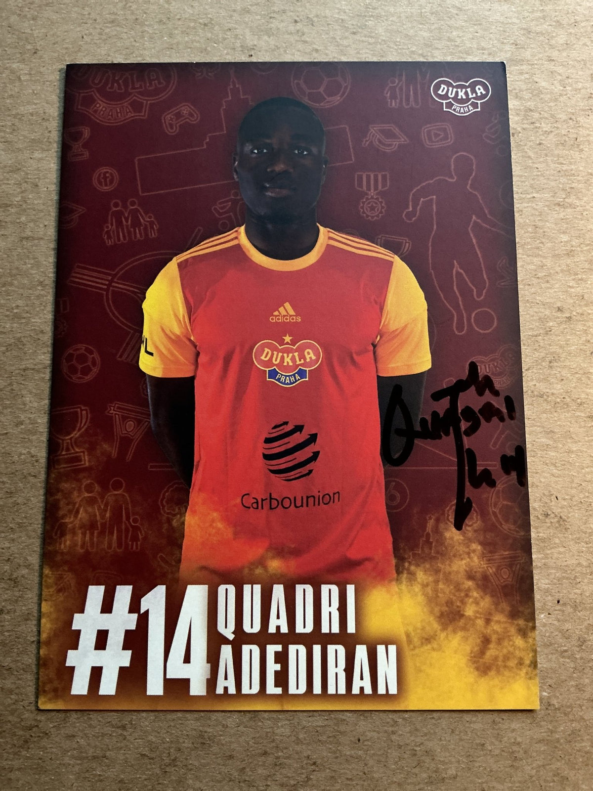 Quadri Adediran, Nigeria 🇳🇬 FK Dukla Prague 2021/22 hand signed - Autographs-World