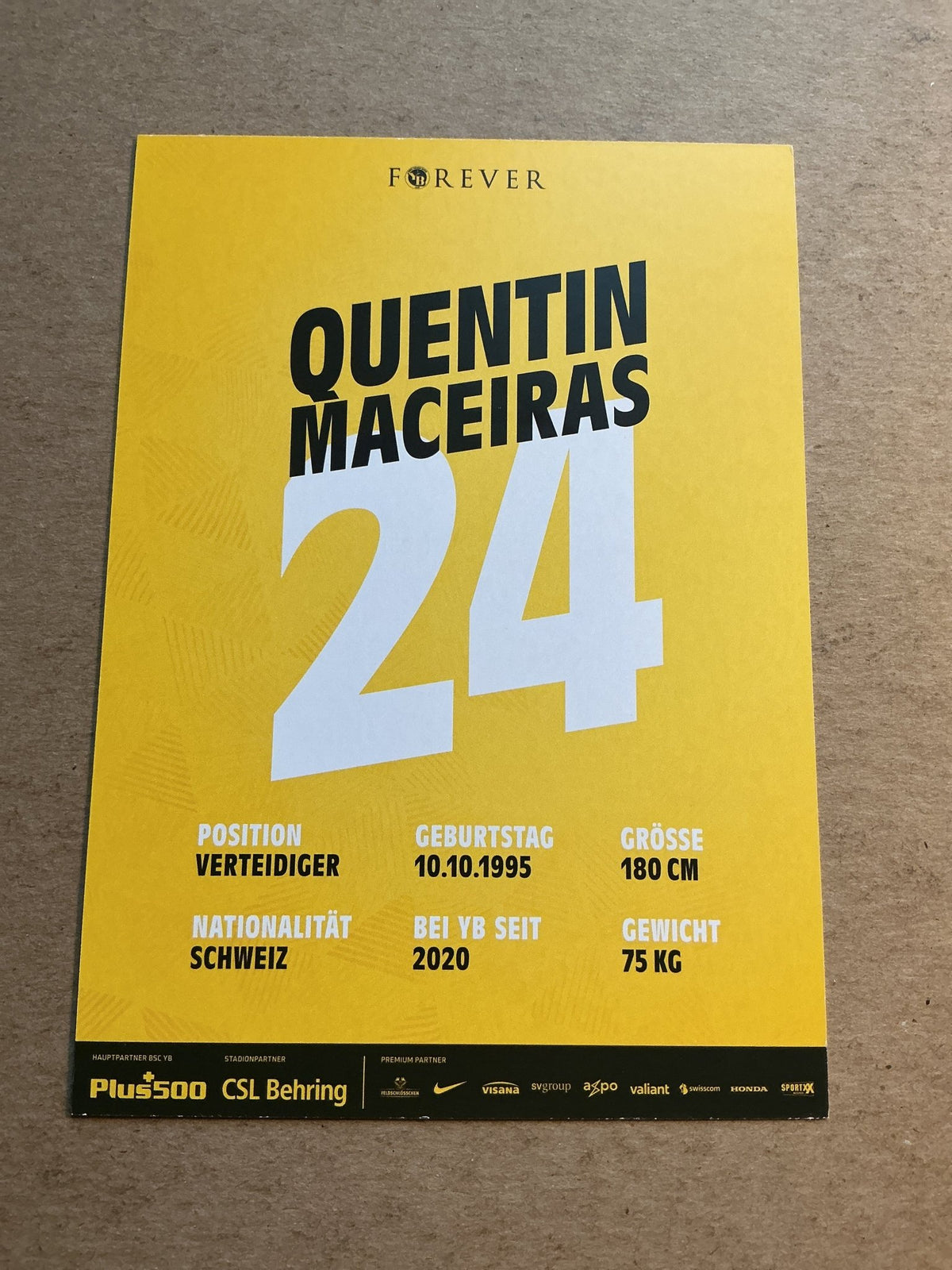 Quentin Maceiras, Switzerland 🇨🇭 BSC Young Boys 2020/21 hand signed - Autographs-World