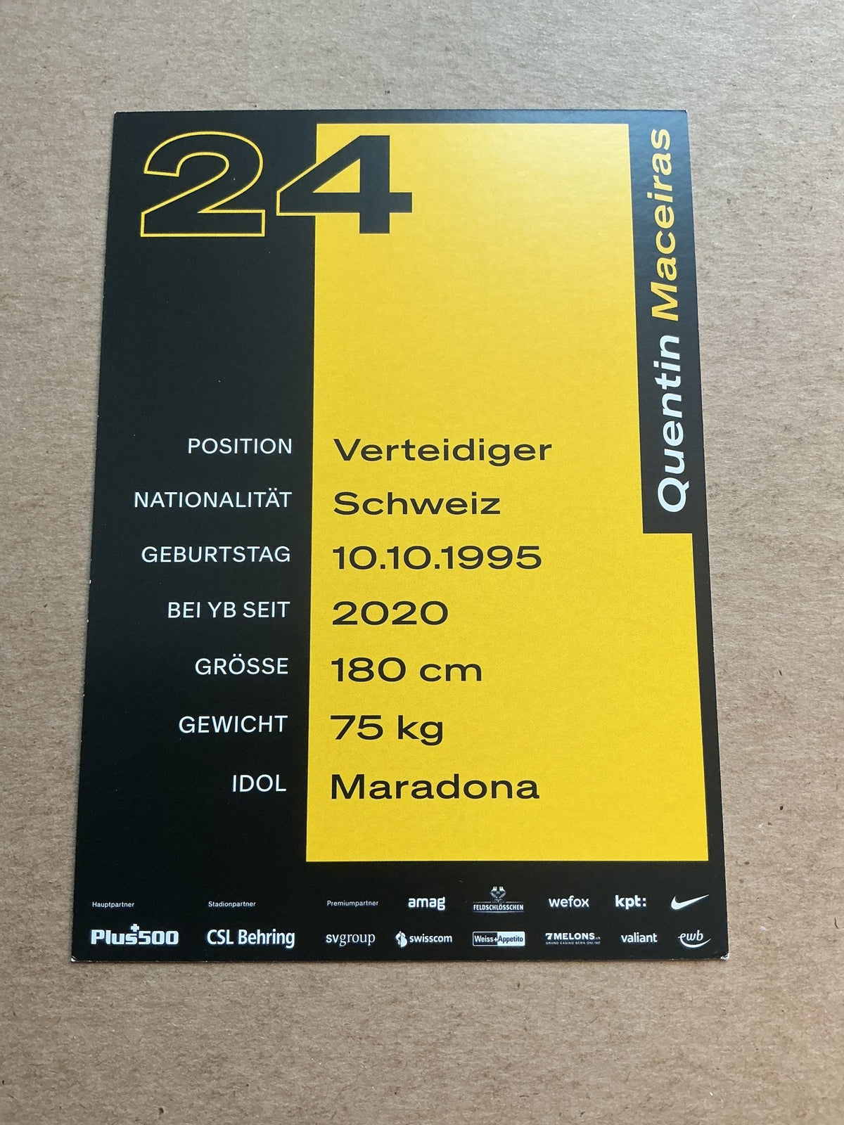 Quentin Maceiras, Switzerland 🇨🇭 BSC Young Boys Bern 2022/23 hand signed - Autographs-World