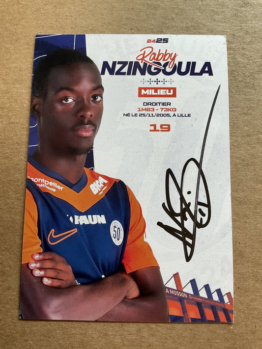 Rabby Nzingoula, France 🇫🇷 Montpellier HSC 2024/25 hand signed - Autographs-World