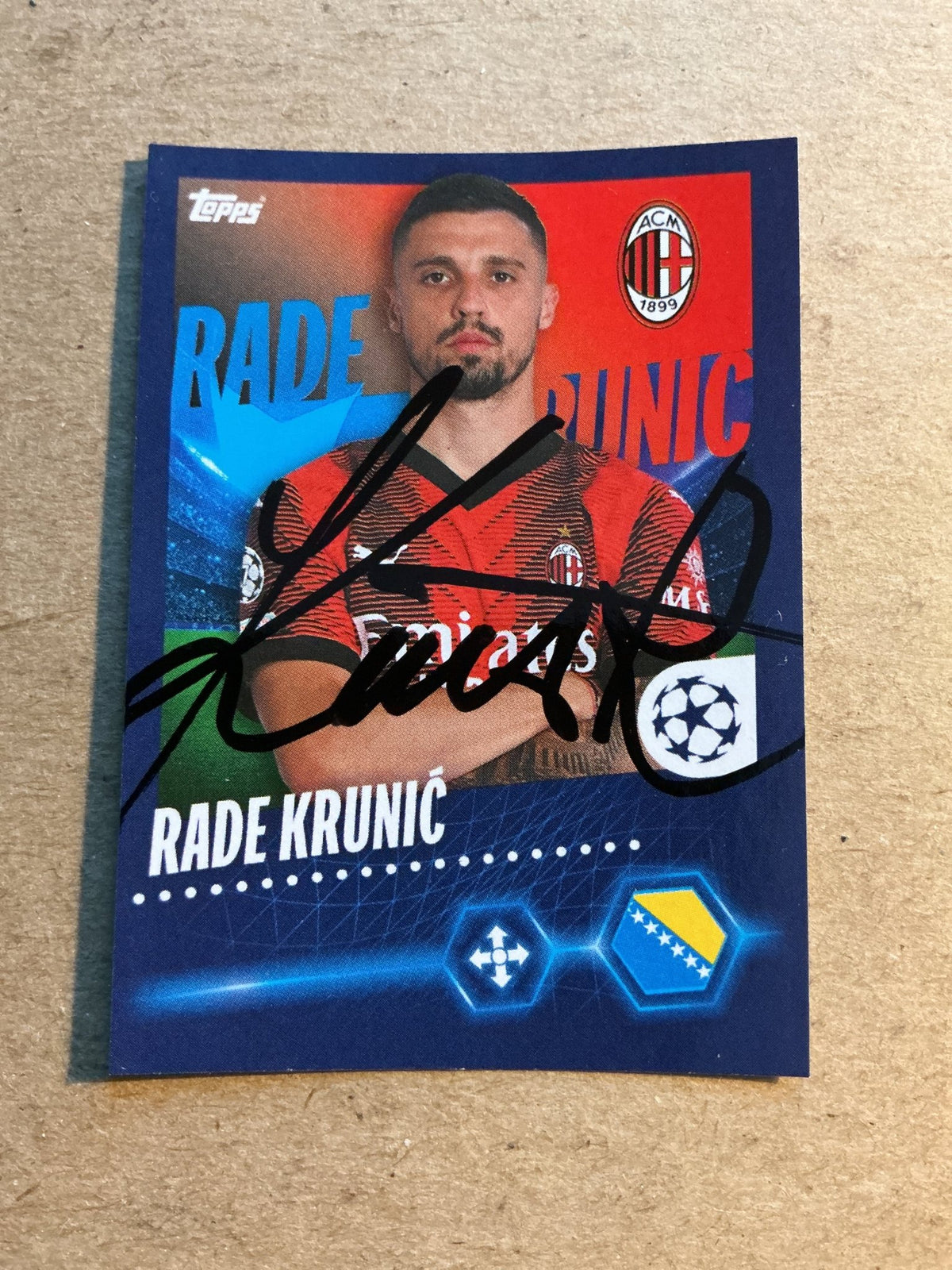 Rade Krunić, Bosnia 🇧🇦 AC Milan 2023/24 Topps hand signed - Autographs-World