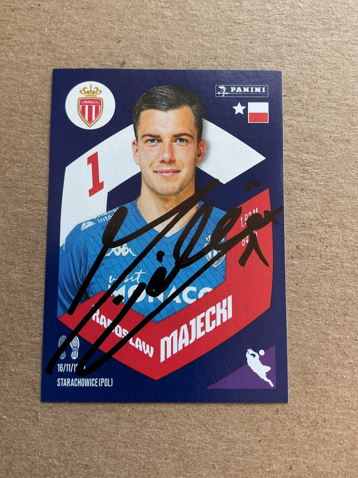 Radoslaw Majecki, Poland 🇵🇱 AS Monaco 2024 Panini hand signed - Autographs-World