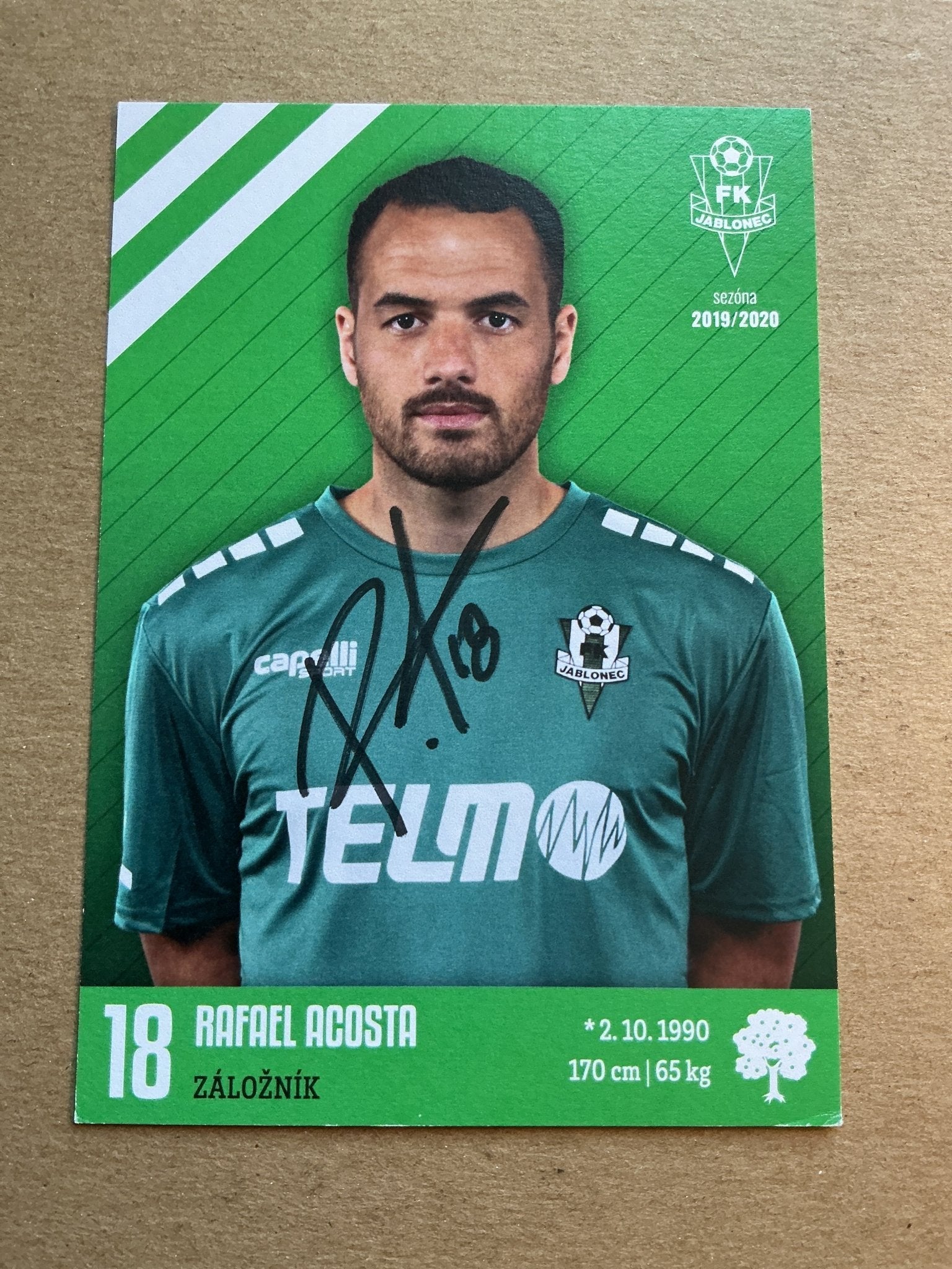 Rafael Acosta, Uruguay 🇺🇾 FK Jablonec 2019/20 hand signed - Autographs-World