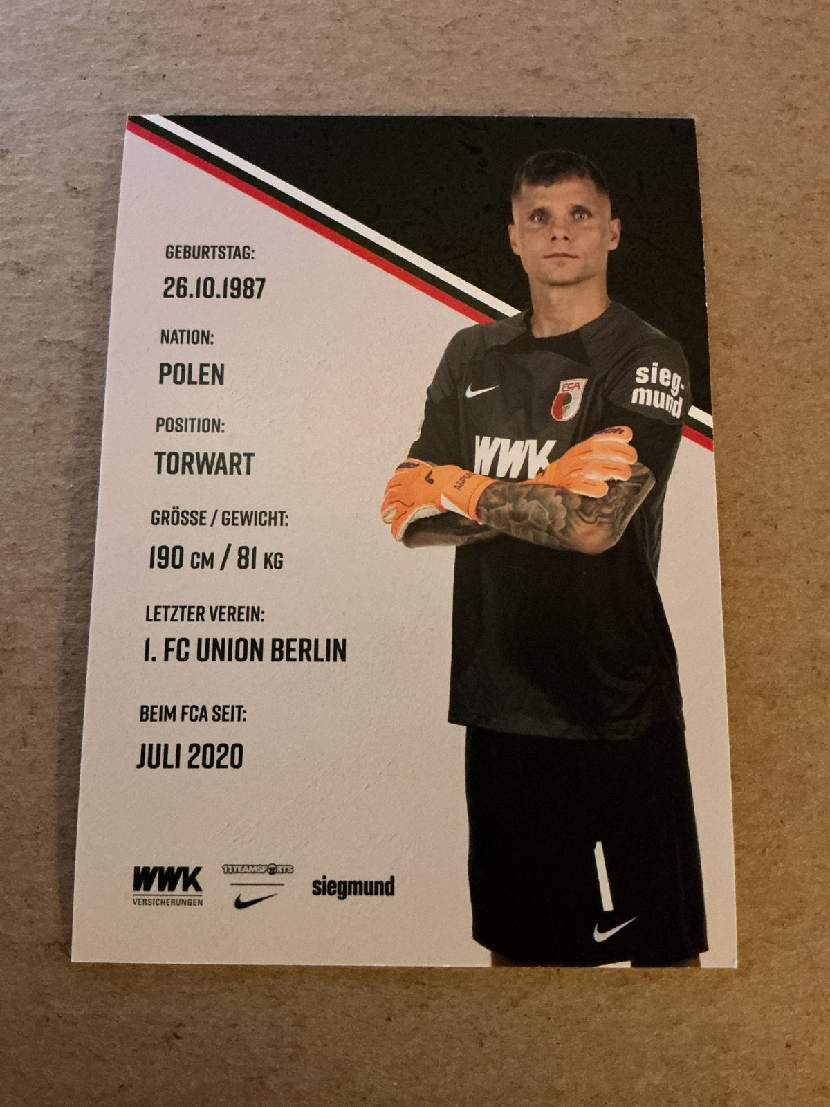 Rafał Gikiewicz, Poland 🇵🇱 FC Augsburg 2022/23 hand signed - Autographs-World