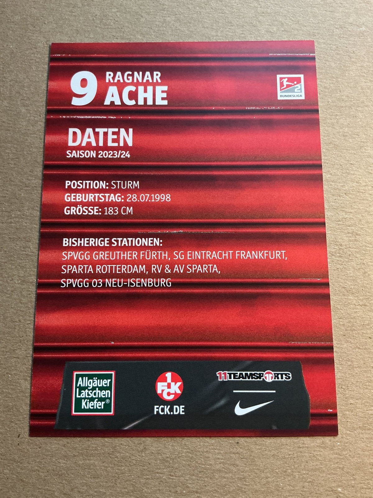 Ragnar Ache, Germany 🇩🇪 1.FC Kaiserslautern 2023/24 hand signed - Autographs-World