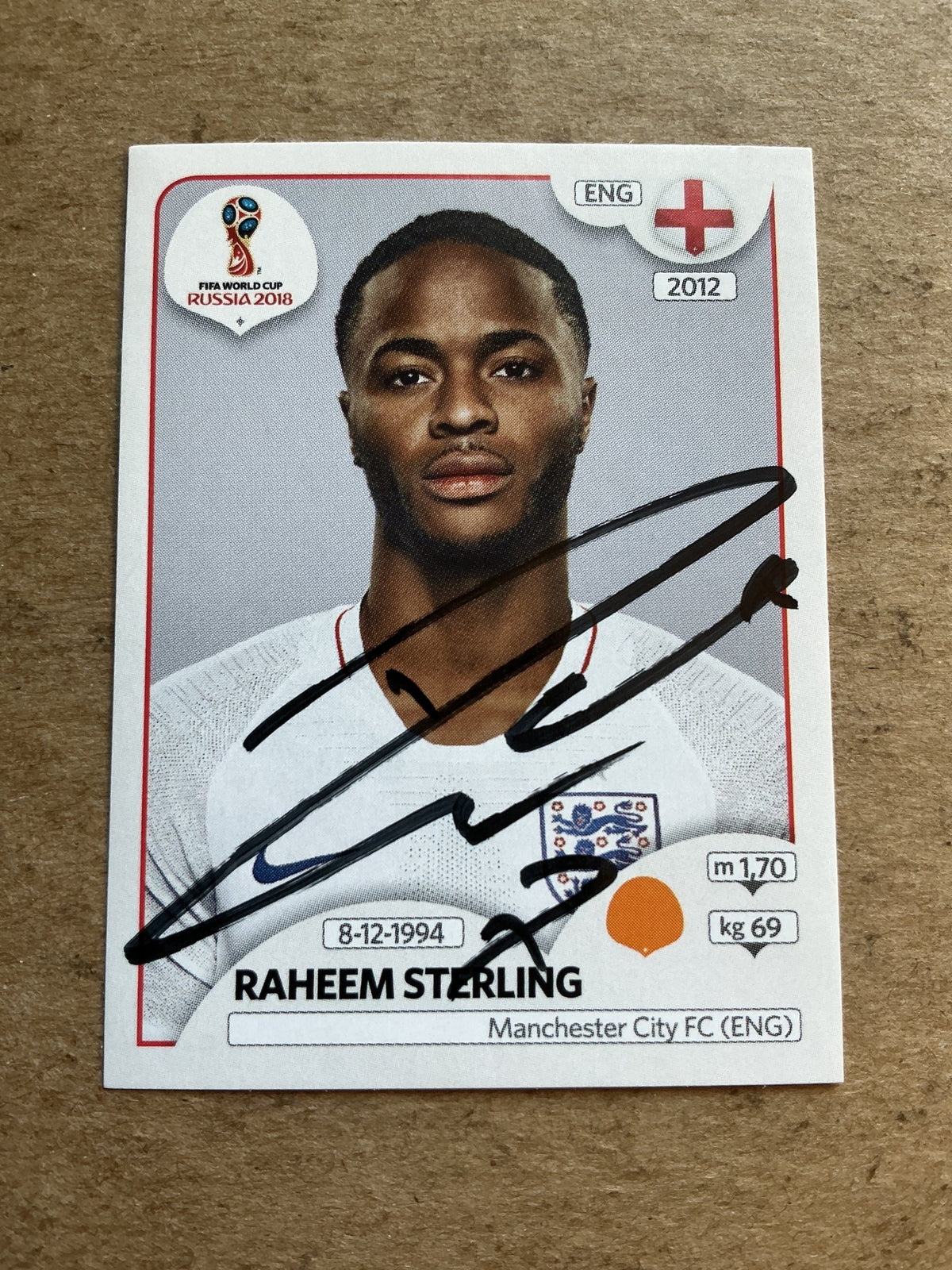 Raheem Sterling, England 🏴󠁧󠁢󠁥󠁮󠁧󠁿 FIFA World Cup 2018 Panini hand signed - Autographs-World