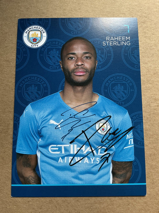 Raheem Sterling, England 🏴󠁧󠁢󠁥󠁮󠁧󠁿 Manchester City 2021/22 hand signed - Autographs-World
