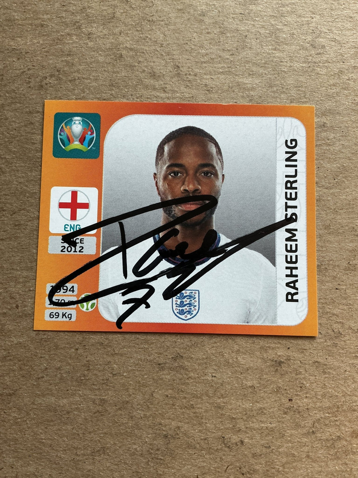 Raheem Sterling, England 🏴󠁧󠁢󠁥󠁮󠁧󠁿 UEFA Euro 2020 Panini hand signed - Autographs-World