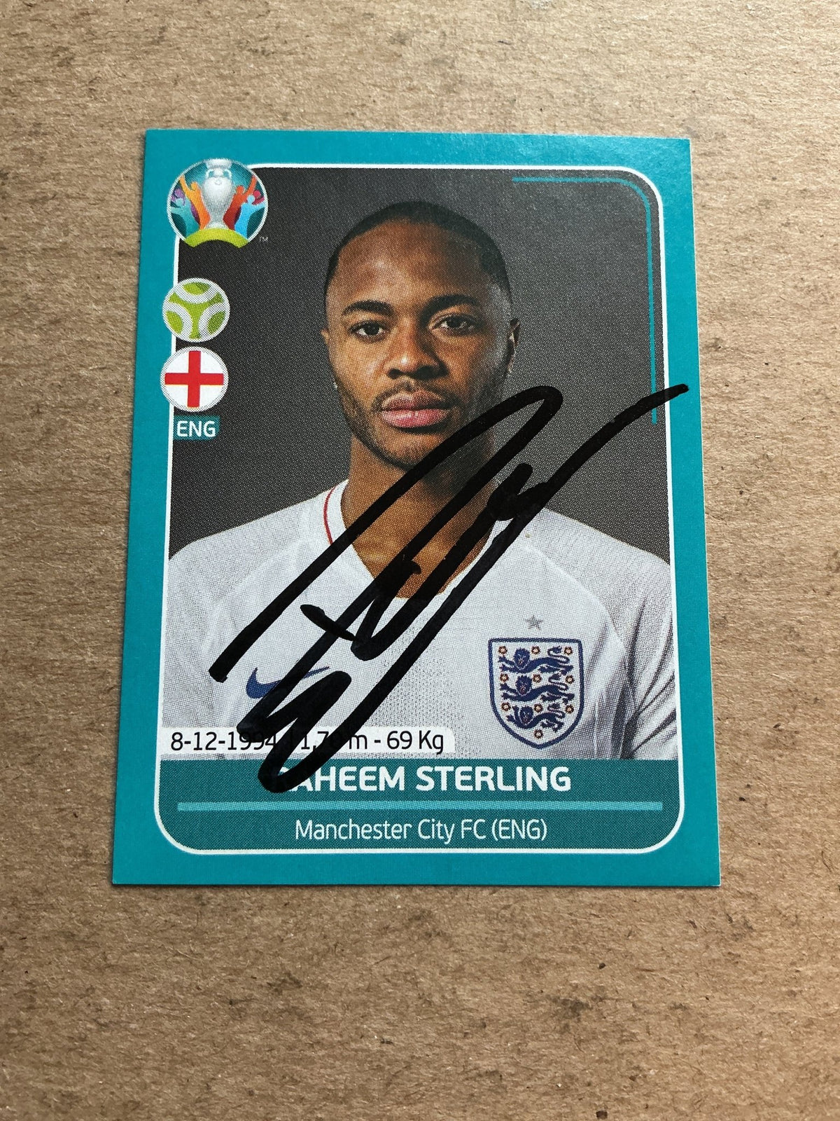 Raheem Sterling, England 🏴󠁧󠁢󠁥󠁮󠁧󠁿 UEFA Euro 2020 Panini hand signed - Autographs-World