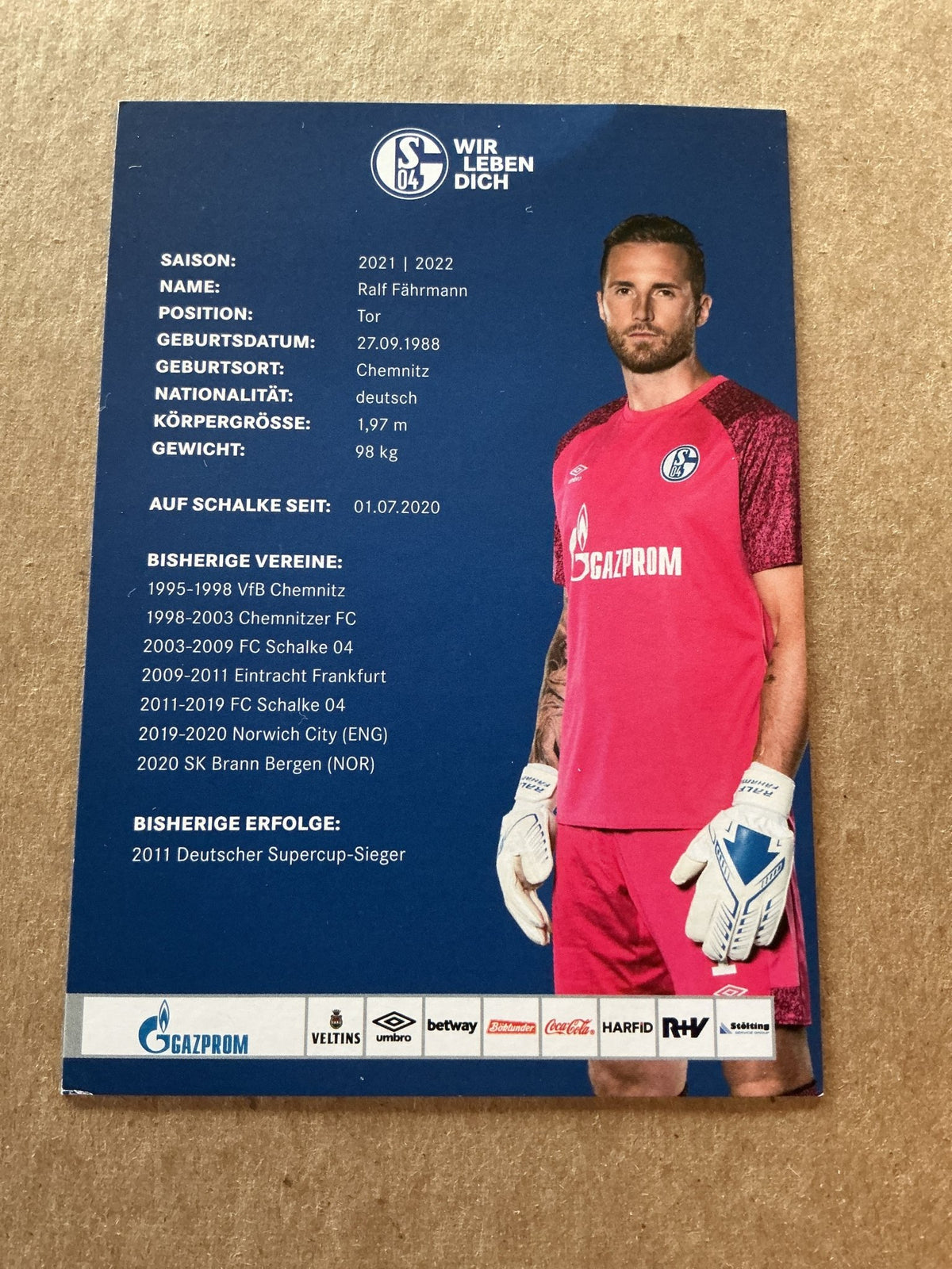 Ralf Fährmann, Germany 🇩🇪 FC Schalke 04 2021/22 hand signed - Autographs-World