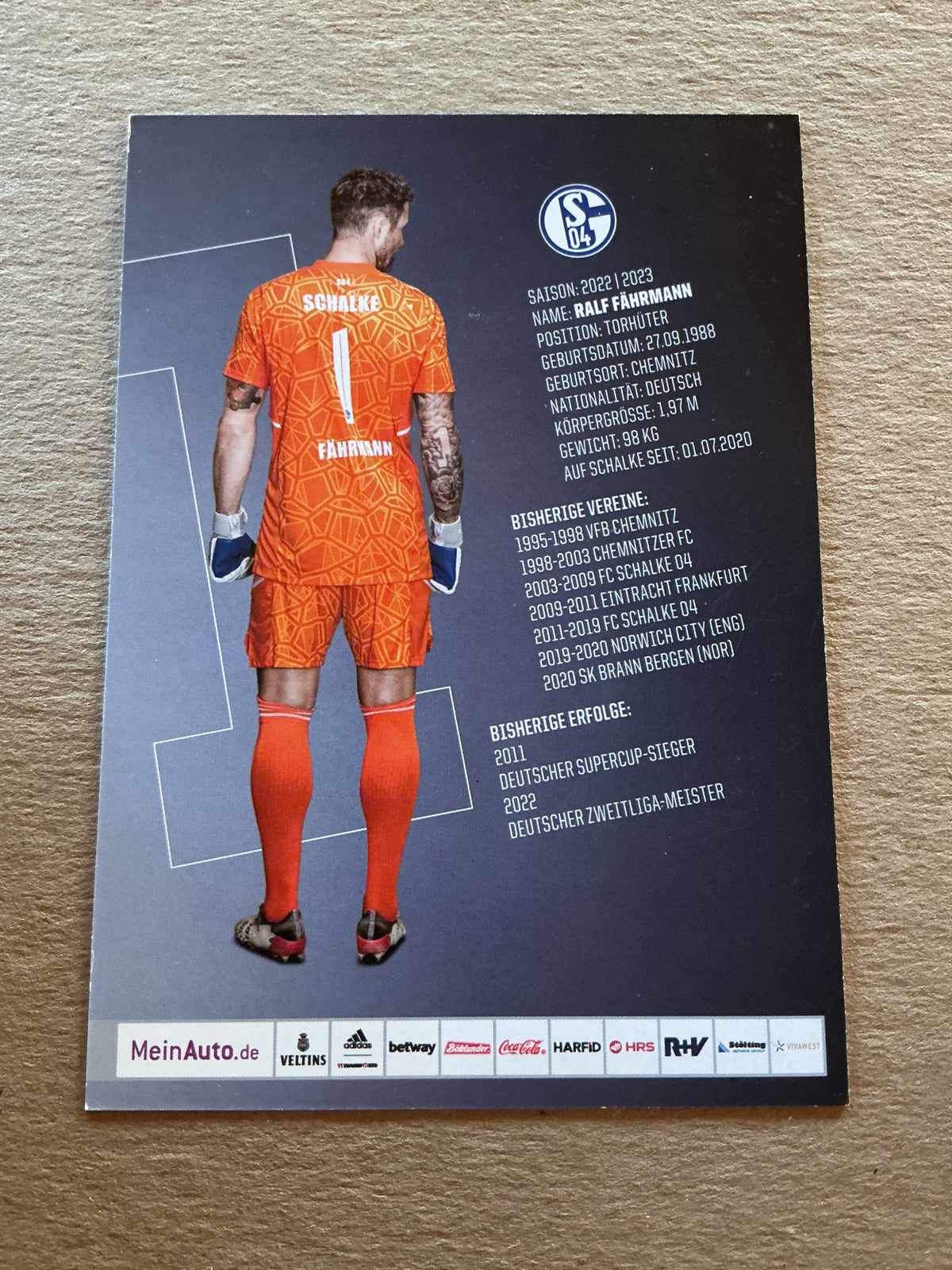 Ralf Fährmann, Germany 🇩🇪 FC Schalke 04 2022/23 hand signed - Autographs-World