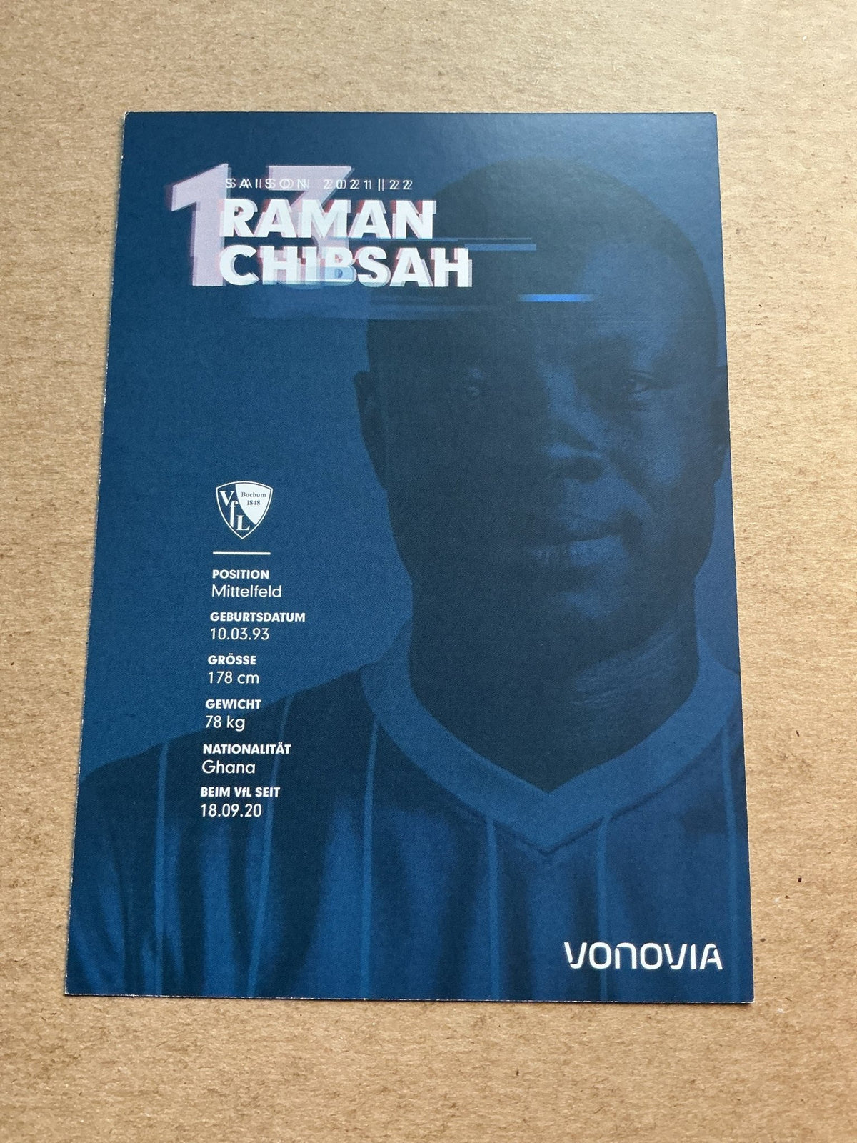 Raman Chibsah, Ghana 🇬🇭 VfL Bochum 2021/22 hand signed - Autographs-World
