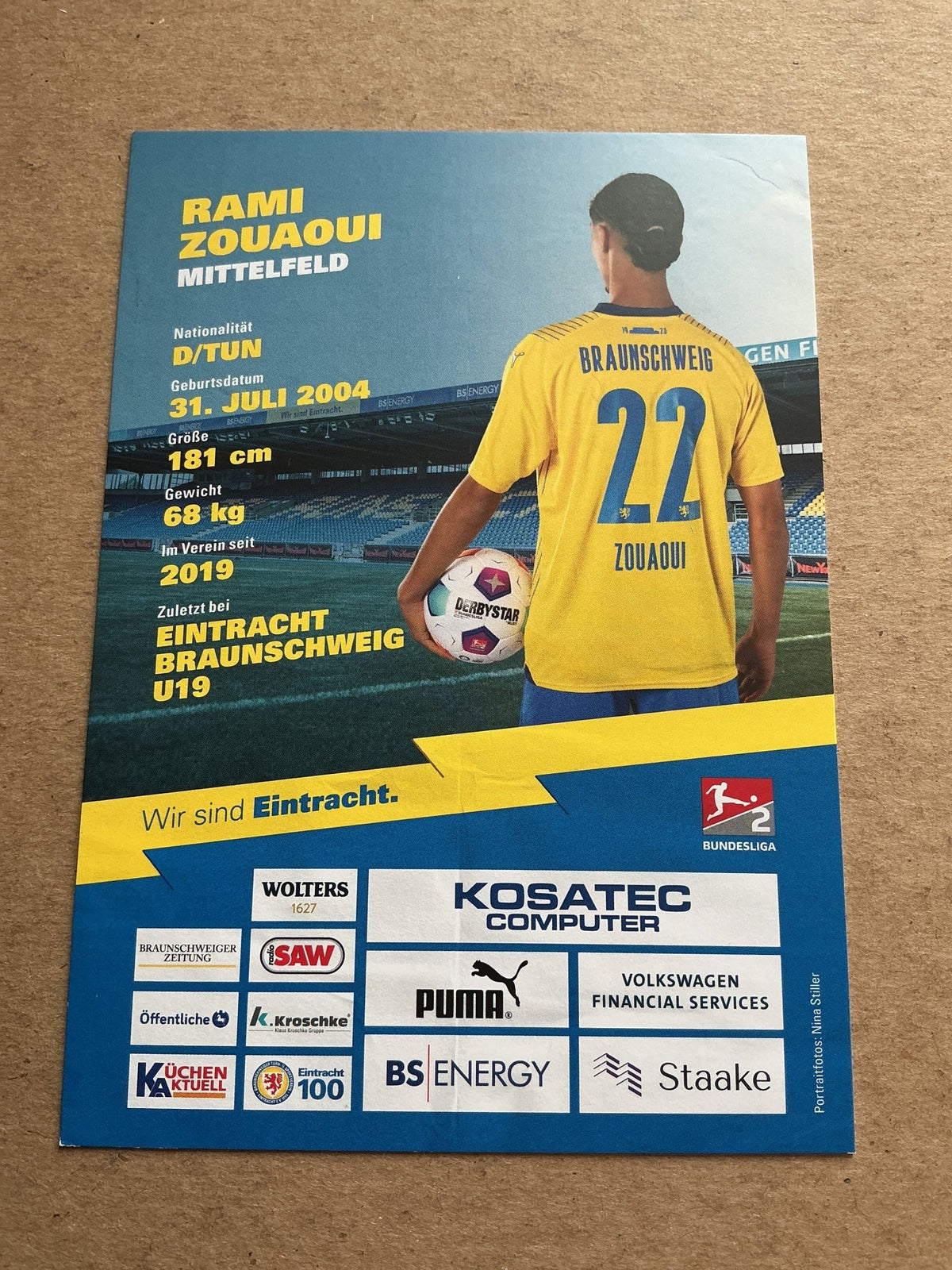 Rami Zouaoui, Tunisia 🇹🇳 Eintracht Braunschweig 2023/24 hand signed - Autographs-World
