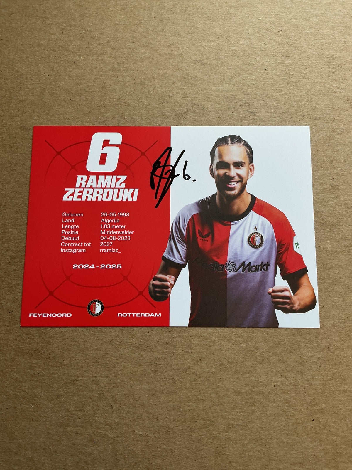 Ramiz Zerrouki, Algeria 🇩🇿 Feyenoord Rotterdam 2024/25 hand signed - Autographs-World