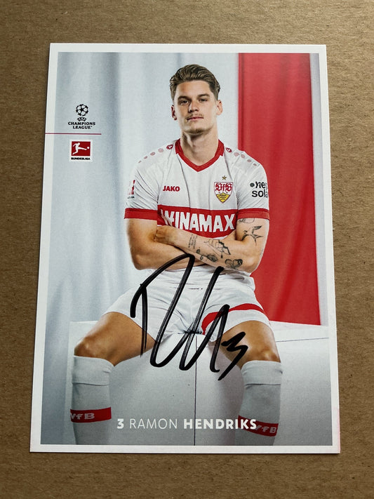 Ramon Hendriks, Netherlands 🇳🇱 VfB Stuttgart 2024/25 hand signed - Autographs-World