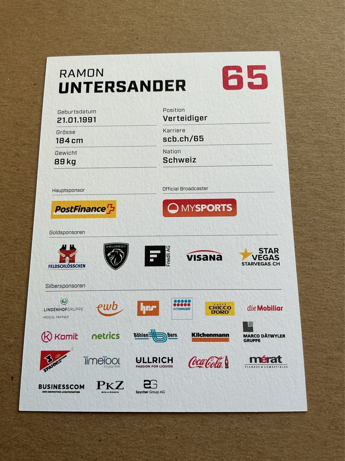 Ramon Untersander, Switzerland 🇨🇭 SC Bern 2023/24 hand signed - Autographs-World