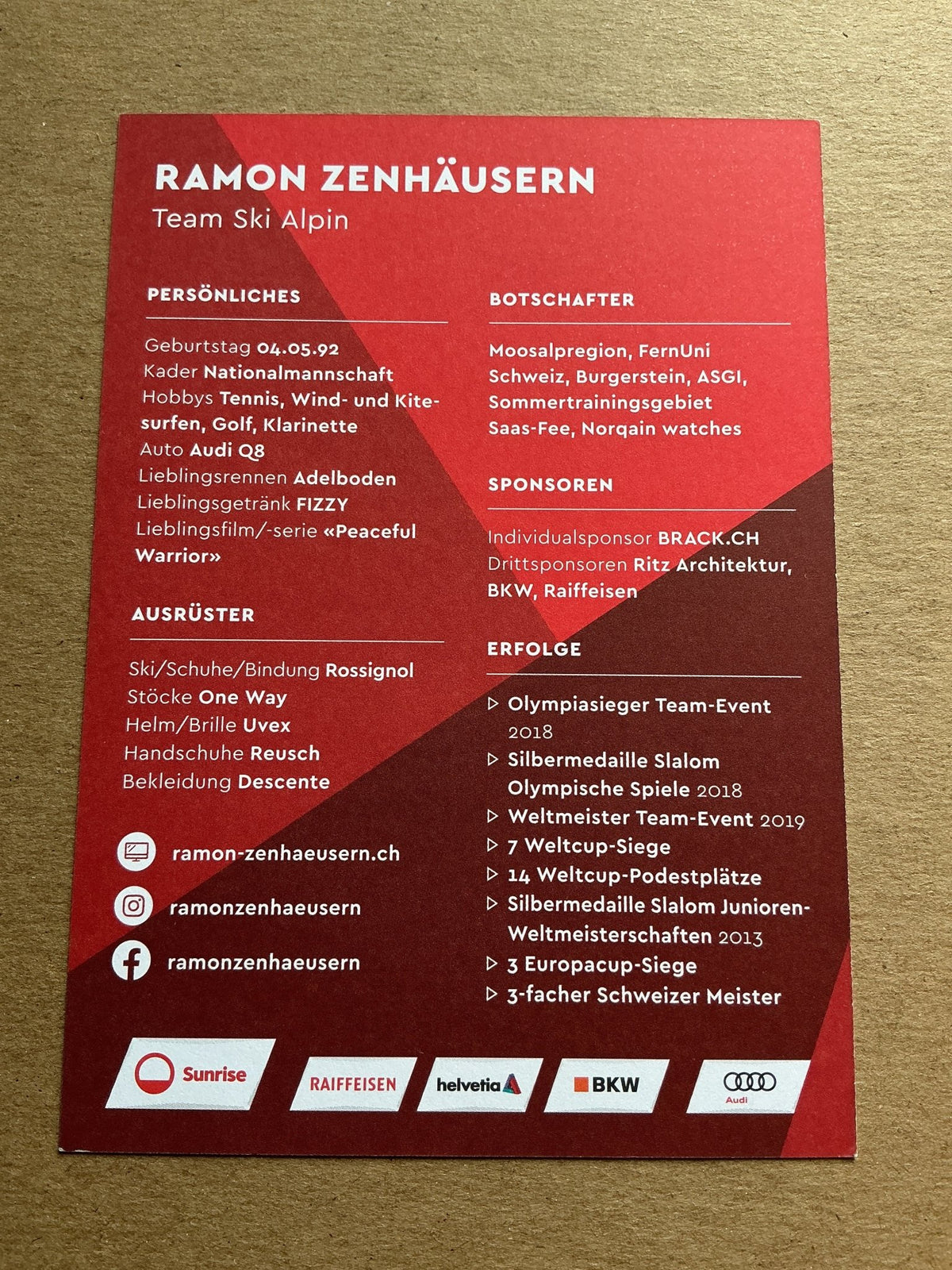 Ramon Zenhäusern, Switzerland 🇨🇭 Alpine Winter 2022/23 hand signed - Autographs-World