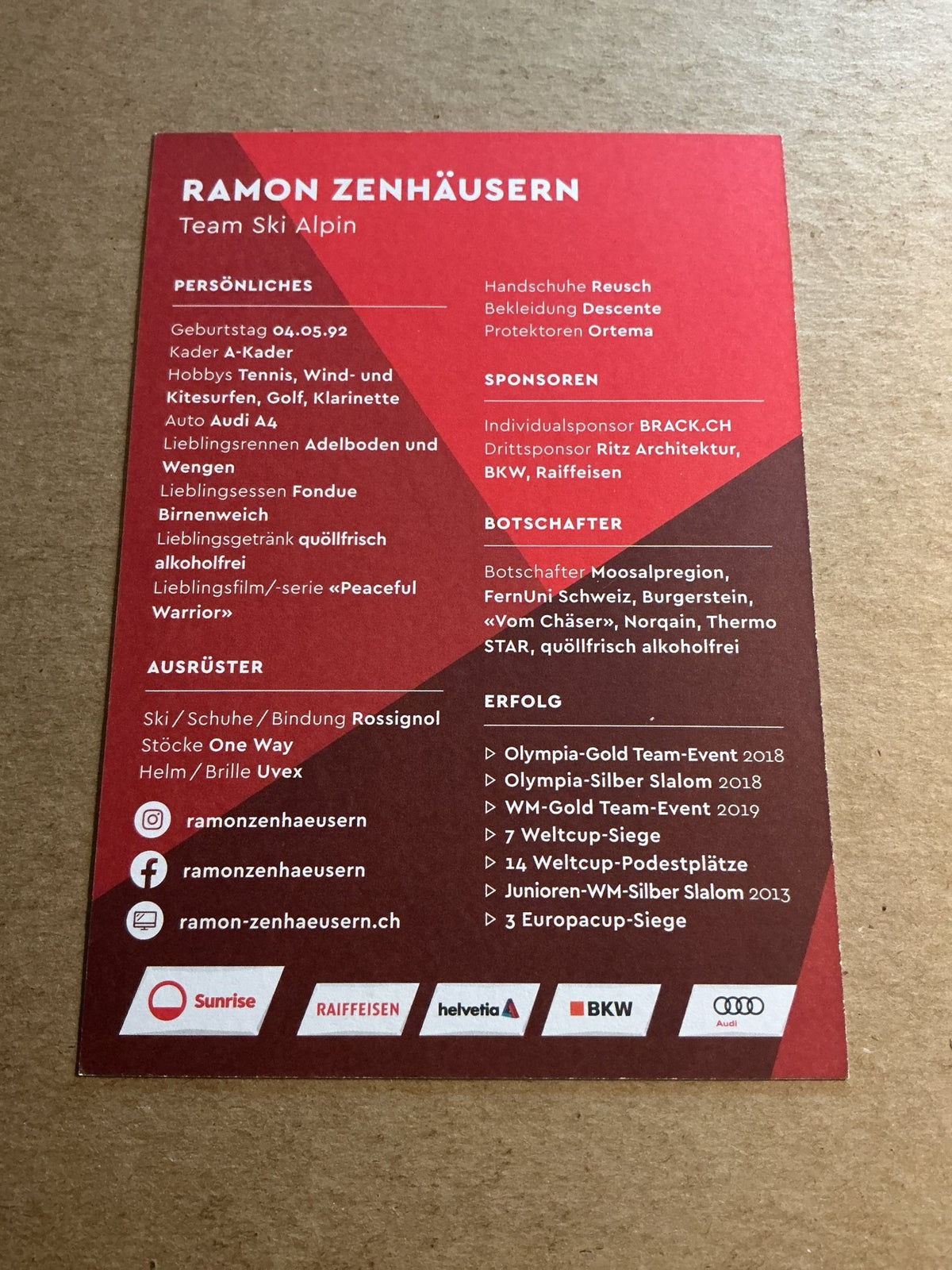 Ramon Zenhäusern, Switzerland 🇨🇭 Alpine Winter Sports 2024/25 hand signed - Autographs-World