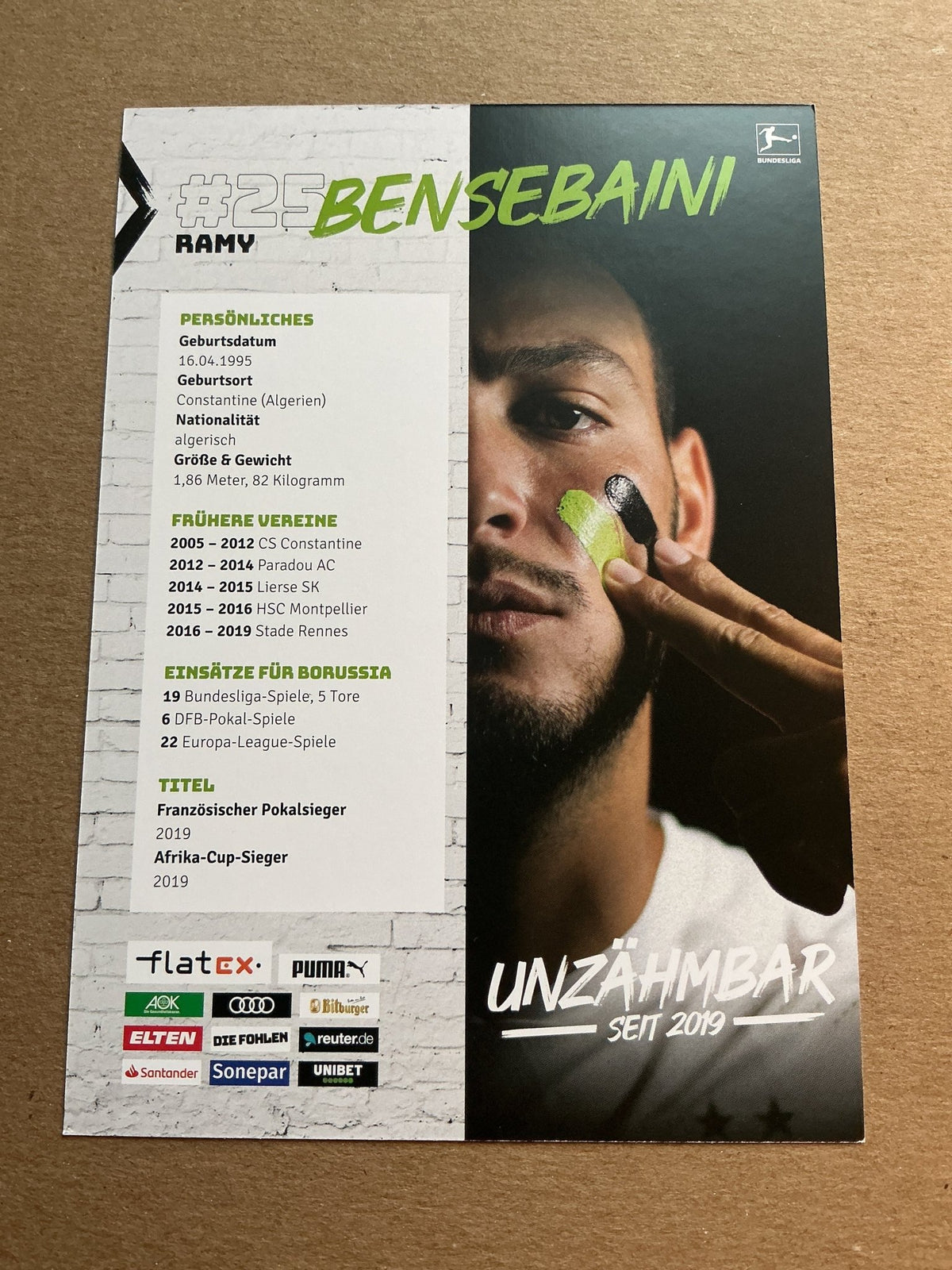 Ramy Bensebaini, Algeria 🇩🇿 Borussia Mönchengladbach 2020/21 hand signed - Autographs-World
