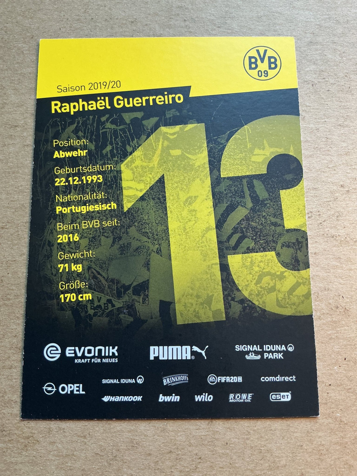 Raphaël Guerreiro, Portugal 🇵🇹 Borussia Dortmund 2019/20 hand signed - Autographs-World