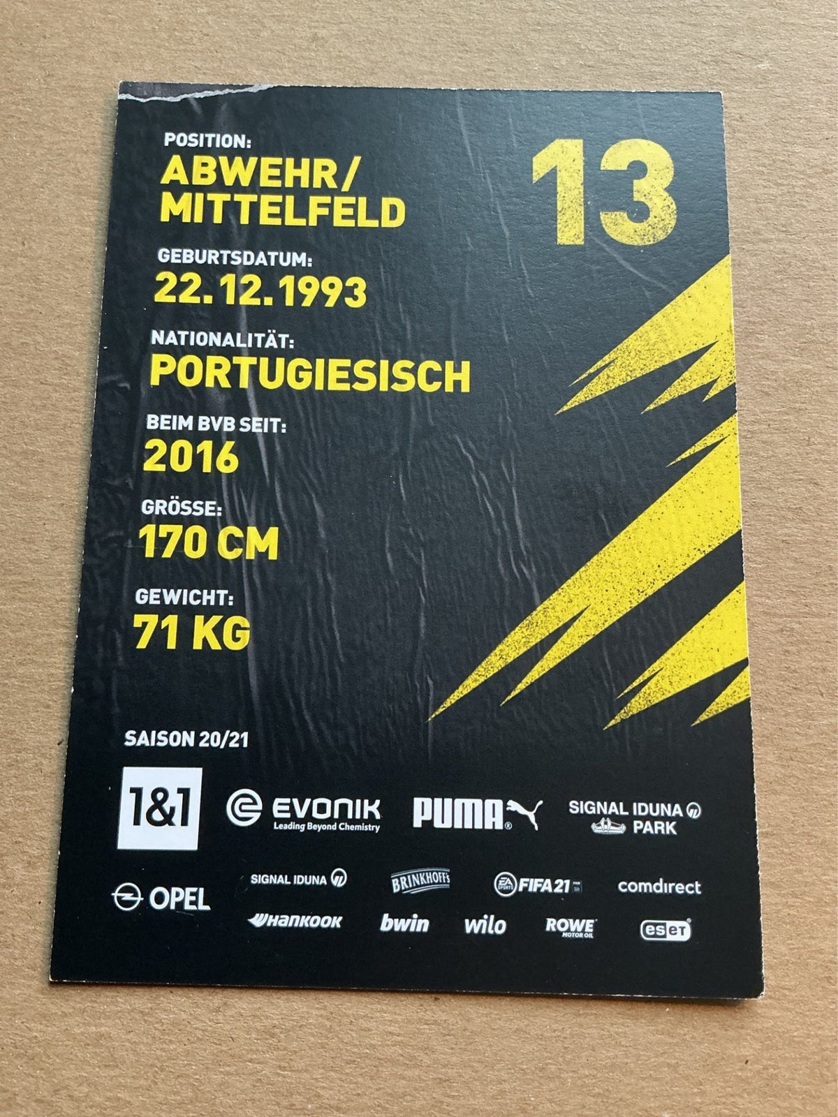 Raphaël Guerreiro, Portugal 🇵🇹 Borussia Dortmund 2020/21 hand signed - Autographs-World