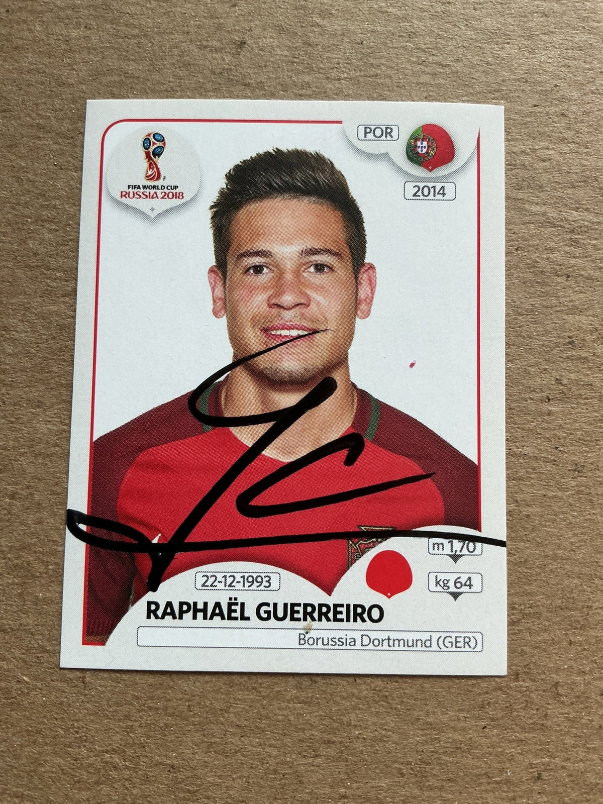 Raphaël Guerreiro, Portugal 🇵🇹 FIFA World Cup 2018 Panini hand signed - Autographs-World
