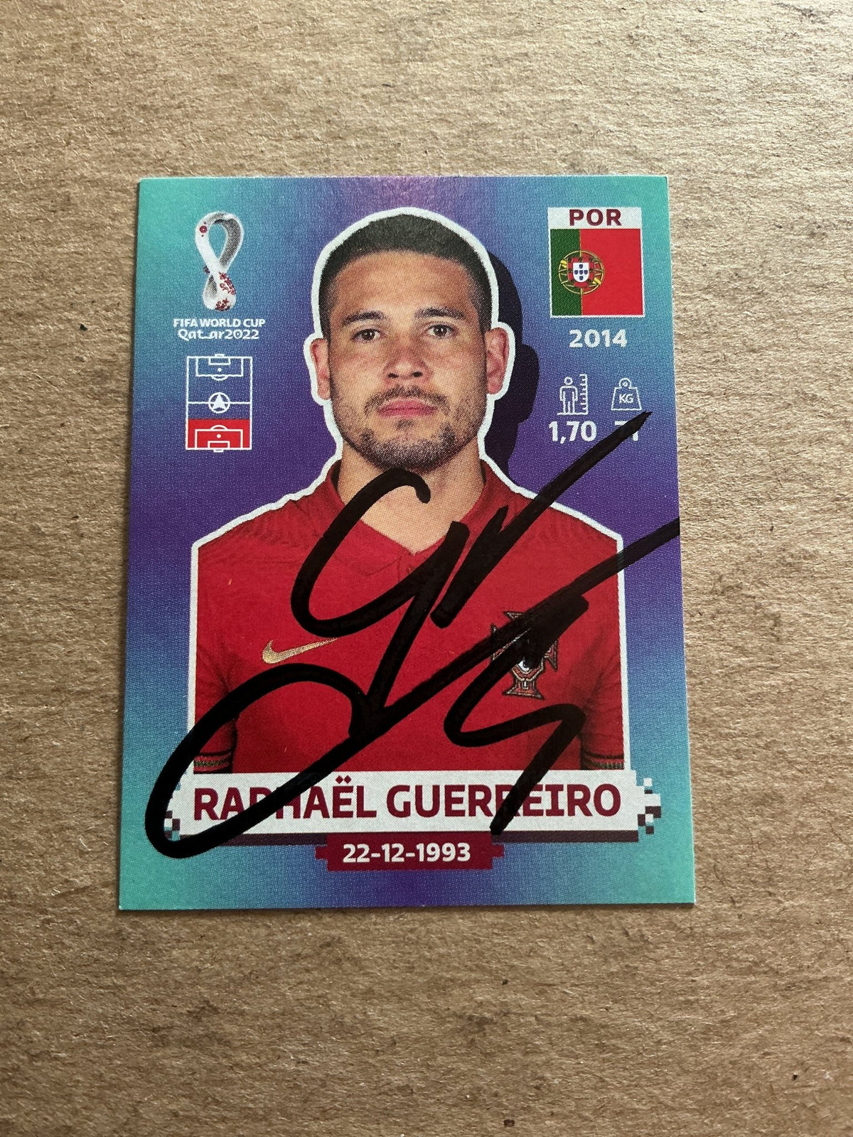 Raphael Guerreiro, Portugal 🇵🇹 FIFA World Cup 2022 Panini hand signed - Autographs-World
