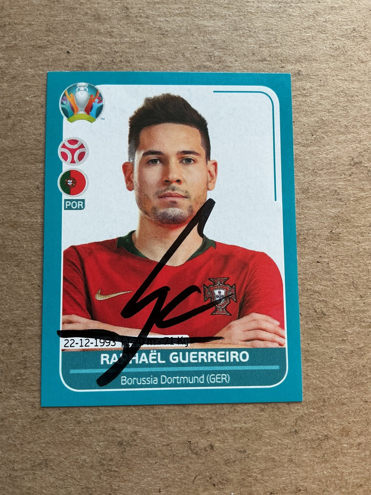 Raphaël Guerreiro, Portugal 🇵🇹 UEFA Euro 2020 Panini hand signed - Autographs-World
