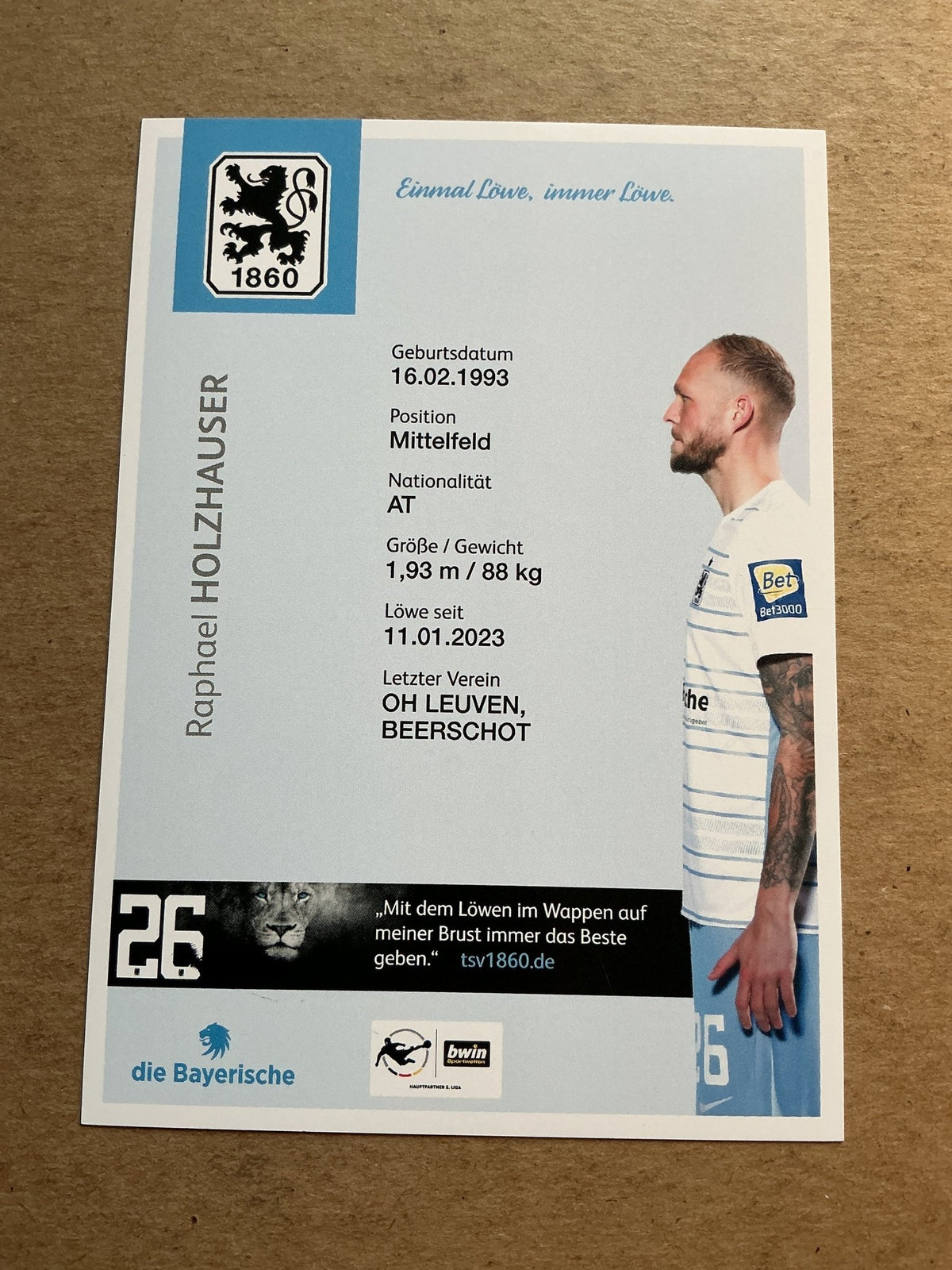 Raphael Holzhauser, Austria 🇦🇹 TSV 1860 München 2022/23 hand signed - Autographs-World