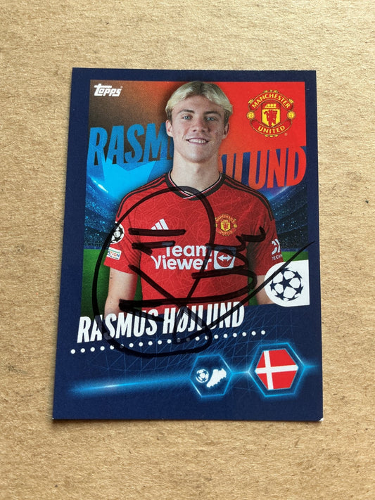 Rasmus Højlund, Denmark 🇩🇰 Manchester United 2023/24 Topps hand signed - Autographs-World