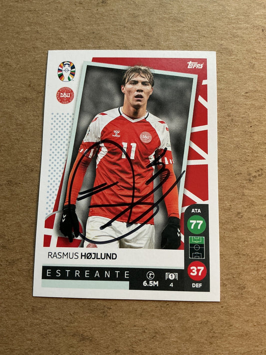 Rasmus Højlund, Denmark 🇩🇰 UEFA Euro 2024 hand signed - Autographs-World