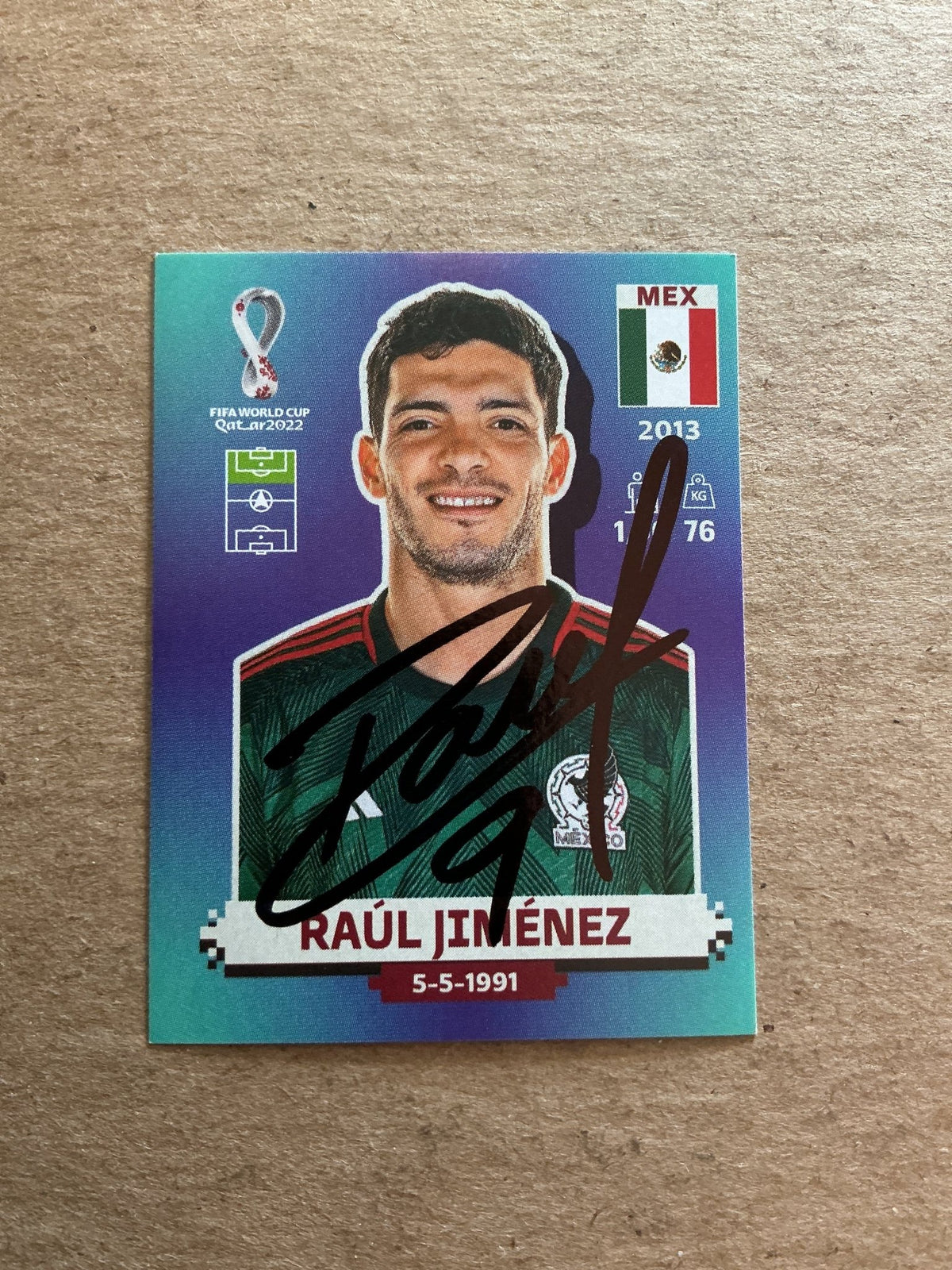 Raul Jimenez, Mexico 🇲🇽 FIFA World Cup 2022 Panini hand signed - Autographs-World
