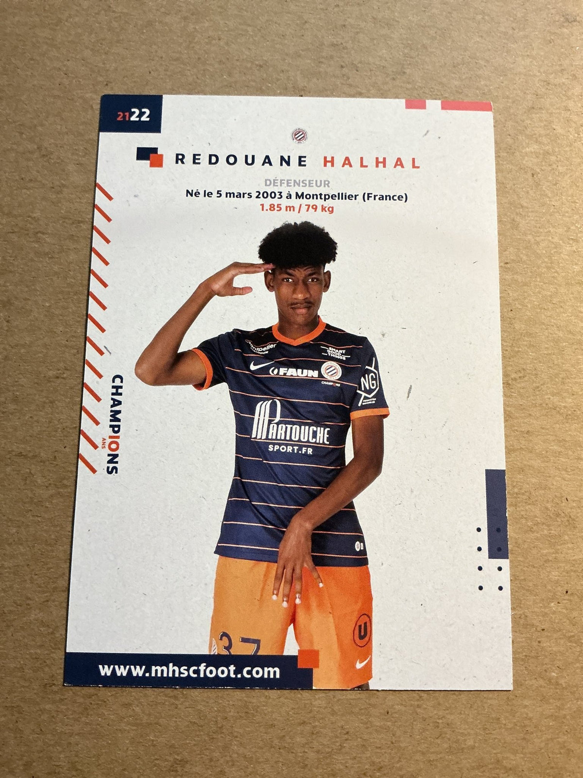 Redouane Halhal, France 🇫🇷 Montpellier HSC 2021/22 hand signed - Autographs-World