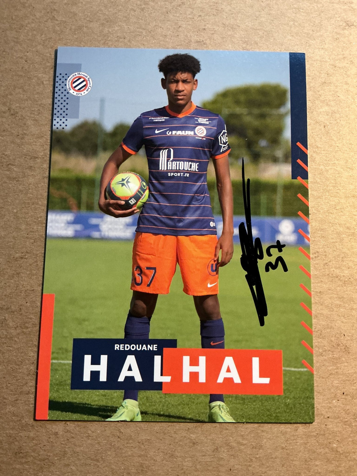 Redouane Halhal, France 🇫🇷 Montpellier HSC 2021/22 hand signed - Autographs-World