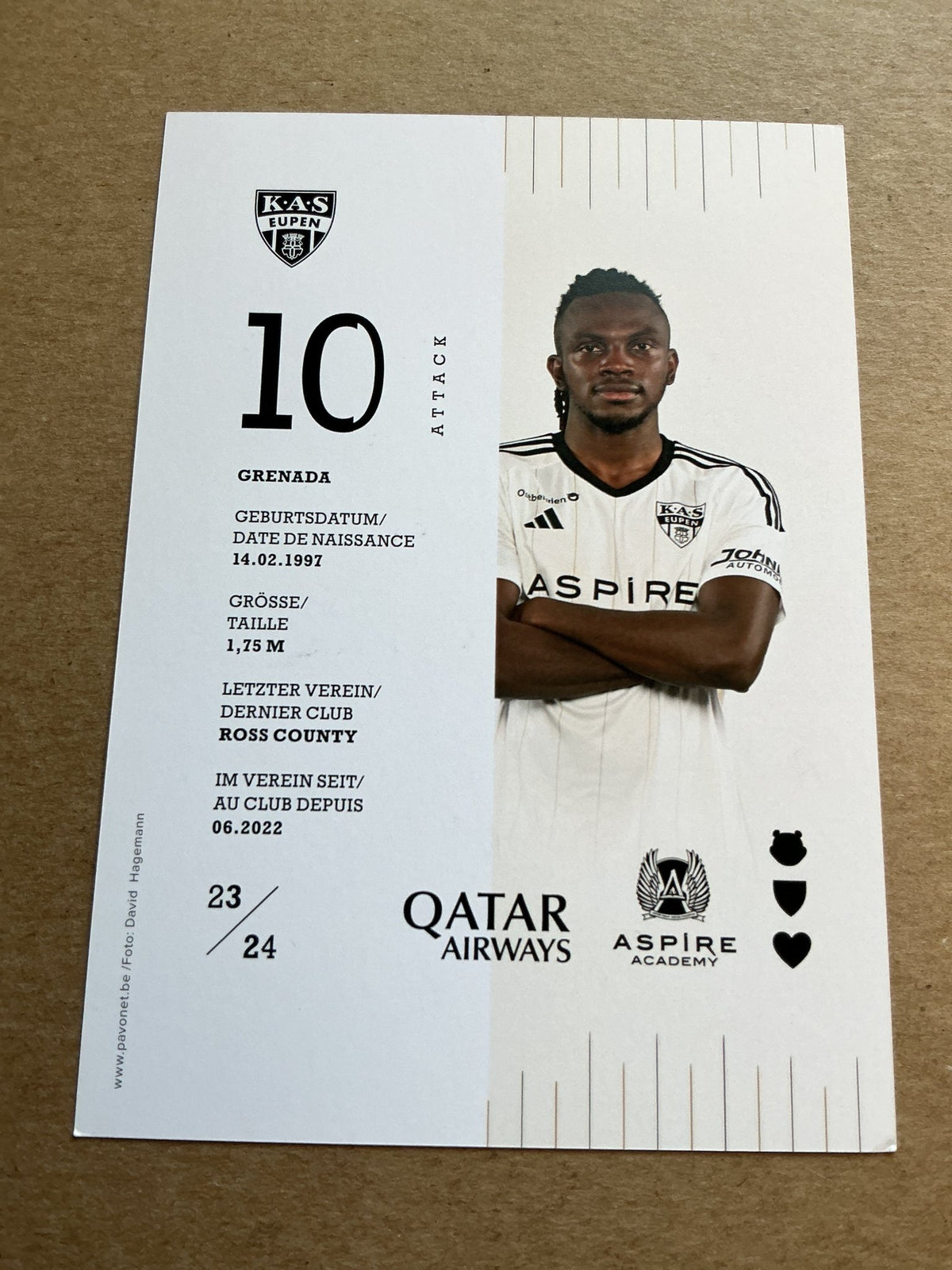 Regan Charles-Cook, Grenada 🇬🇩 KAS Eupen 2023/24 hand signed - Autographs-World